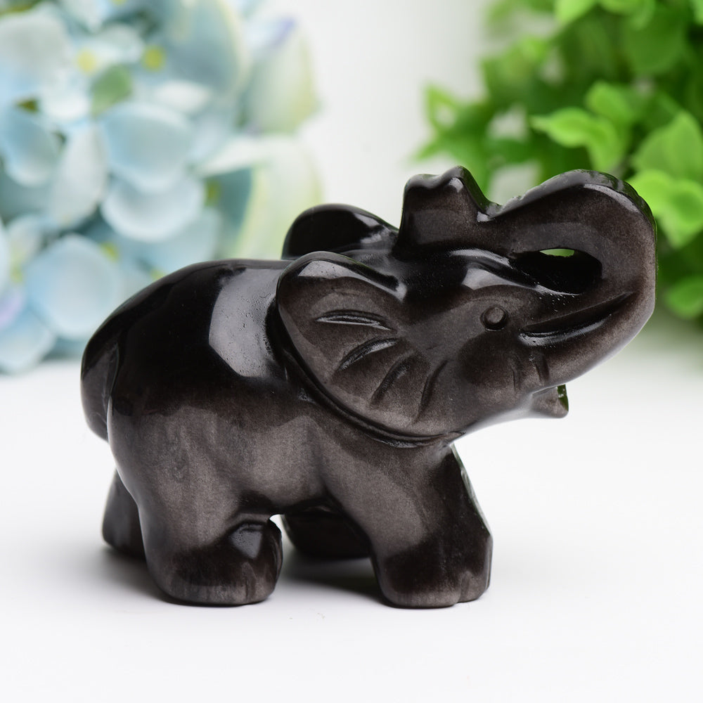4.0-inch Mixed Crystal Elephant Carving for Spiritual Healing