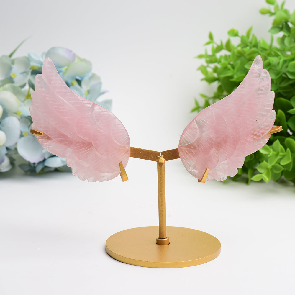 4.0 inch Mixed Crystal Wings Carving with Metal Stand