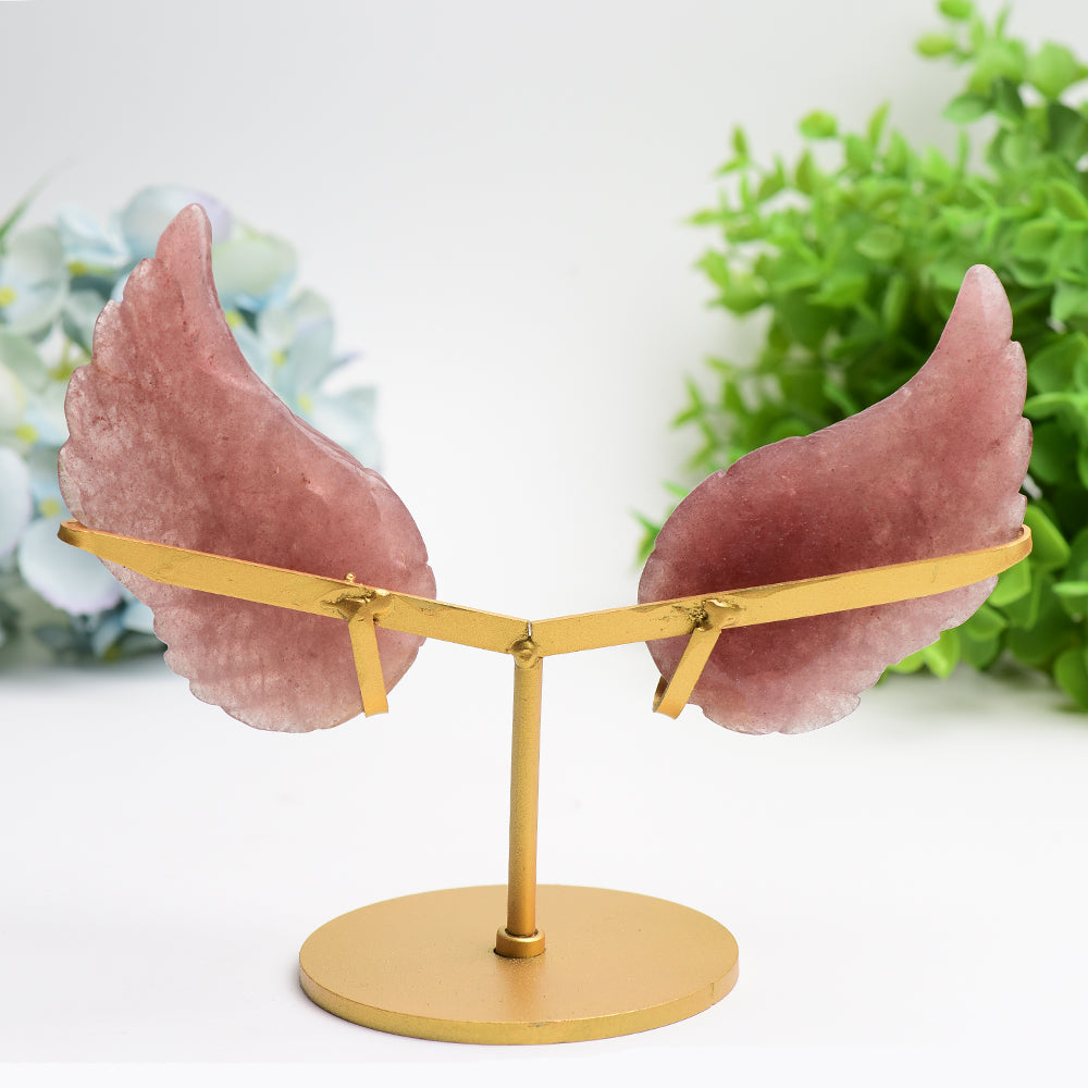 4.0 inch Mixed Crystal Wings Carving with Metal Stand