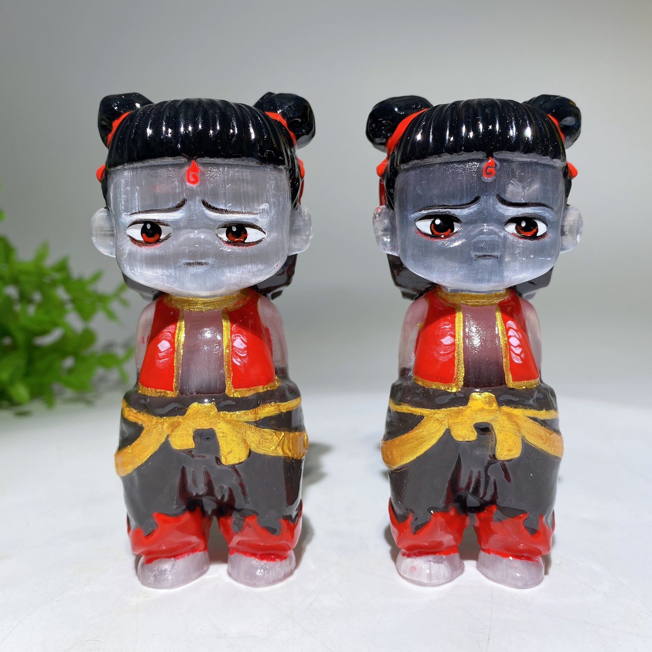 4.0 Inch Selenite Nezha Crystal Figurine for Healing