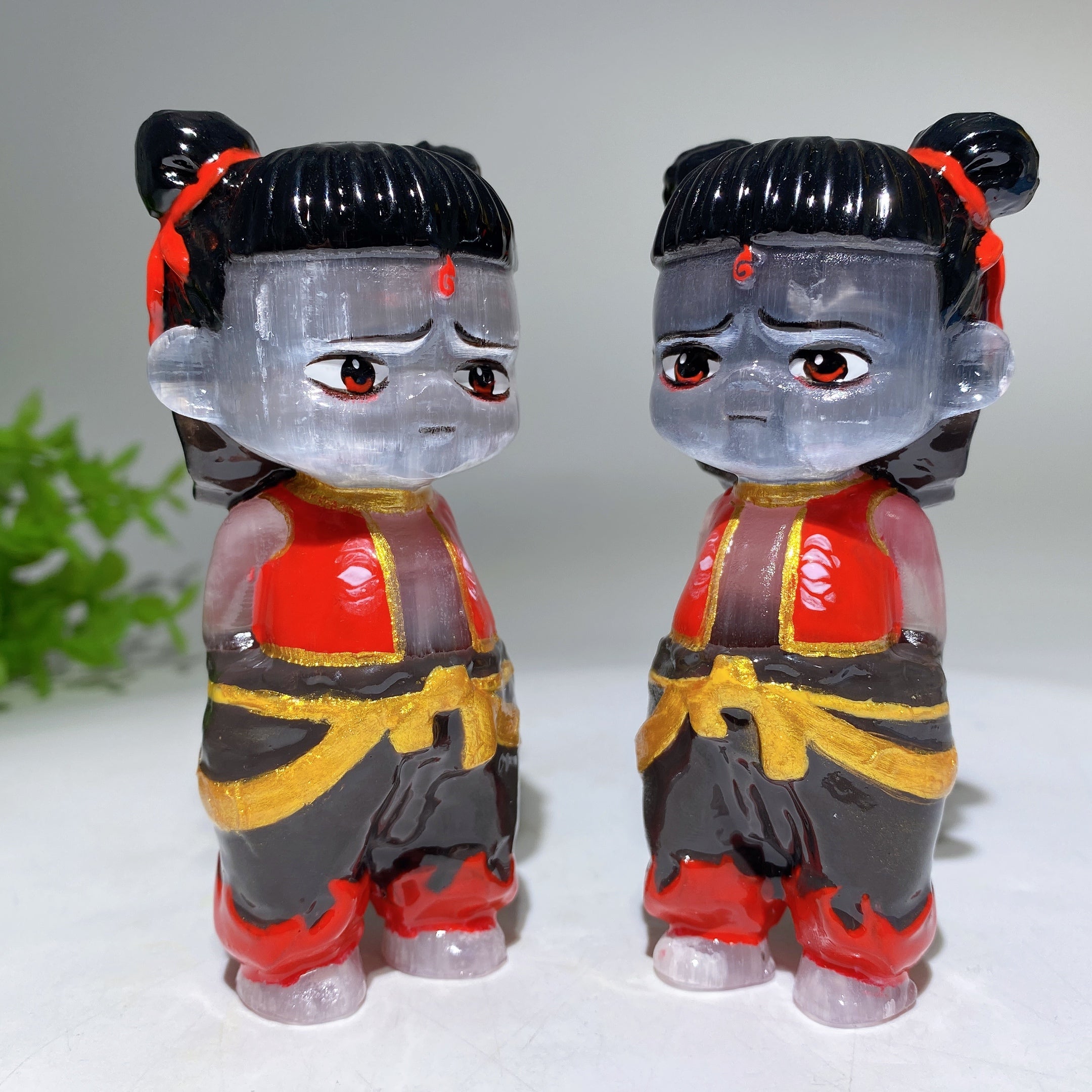 4.0 Inch Selenite Nezha Crystal Figurine for Healing