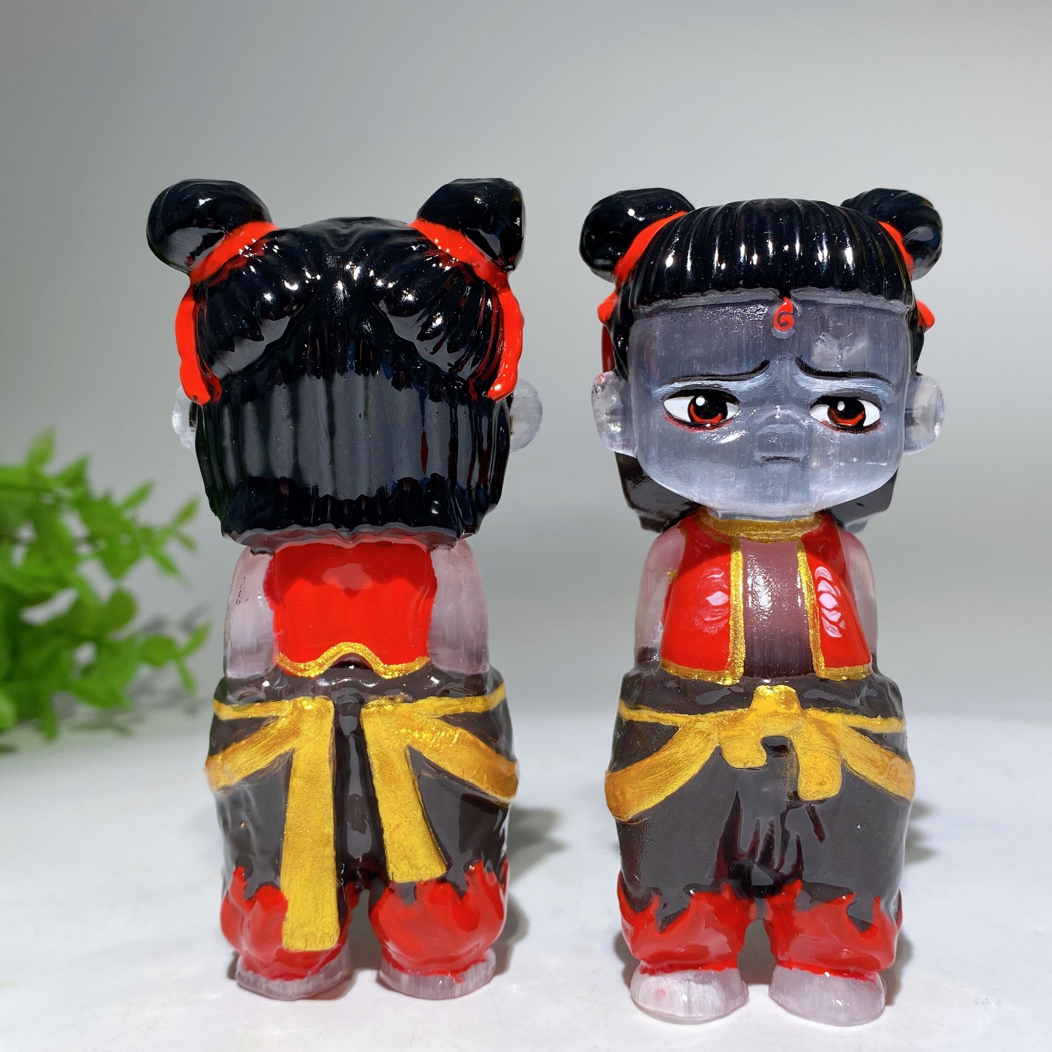 4.0 Inch Selenite Nezha Crystal Figurine for Healing