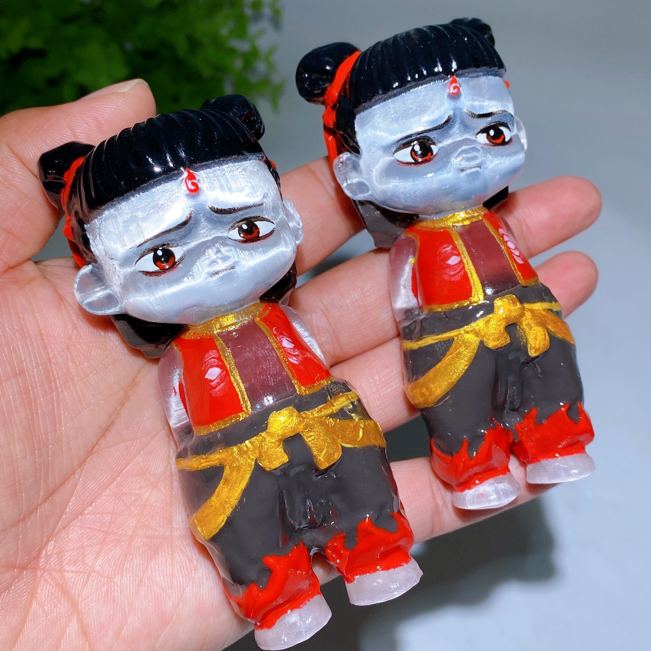 4.0 Inch Selenite Nezha Crystal Figurine for Healing