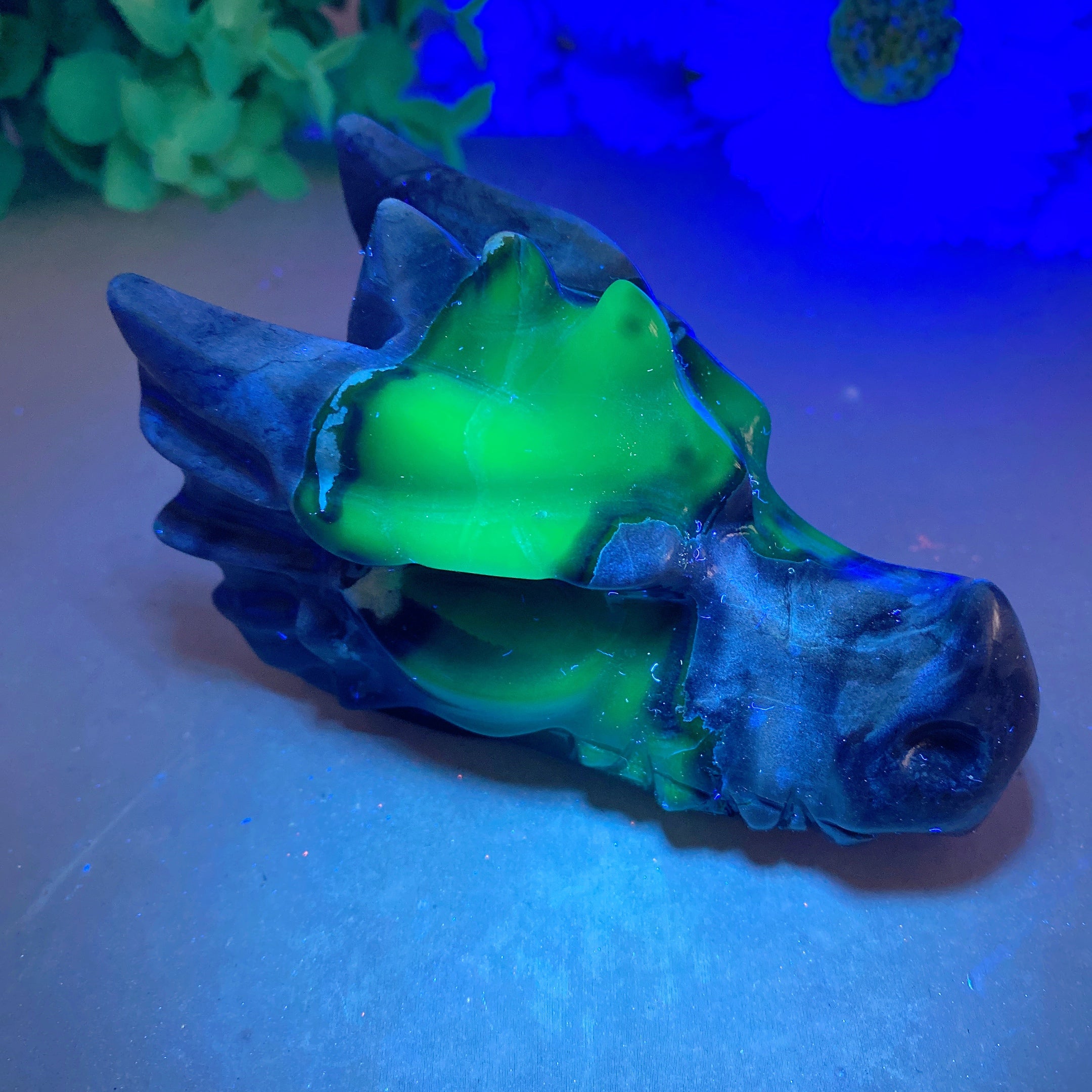 4.0 inch Volcano Agate Dragon Head Crystal Carving