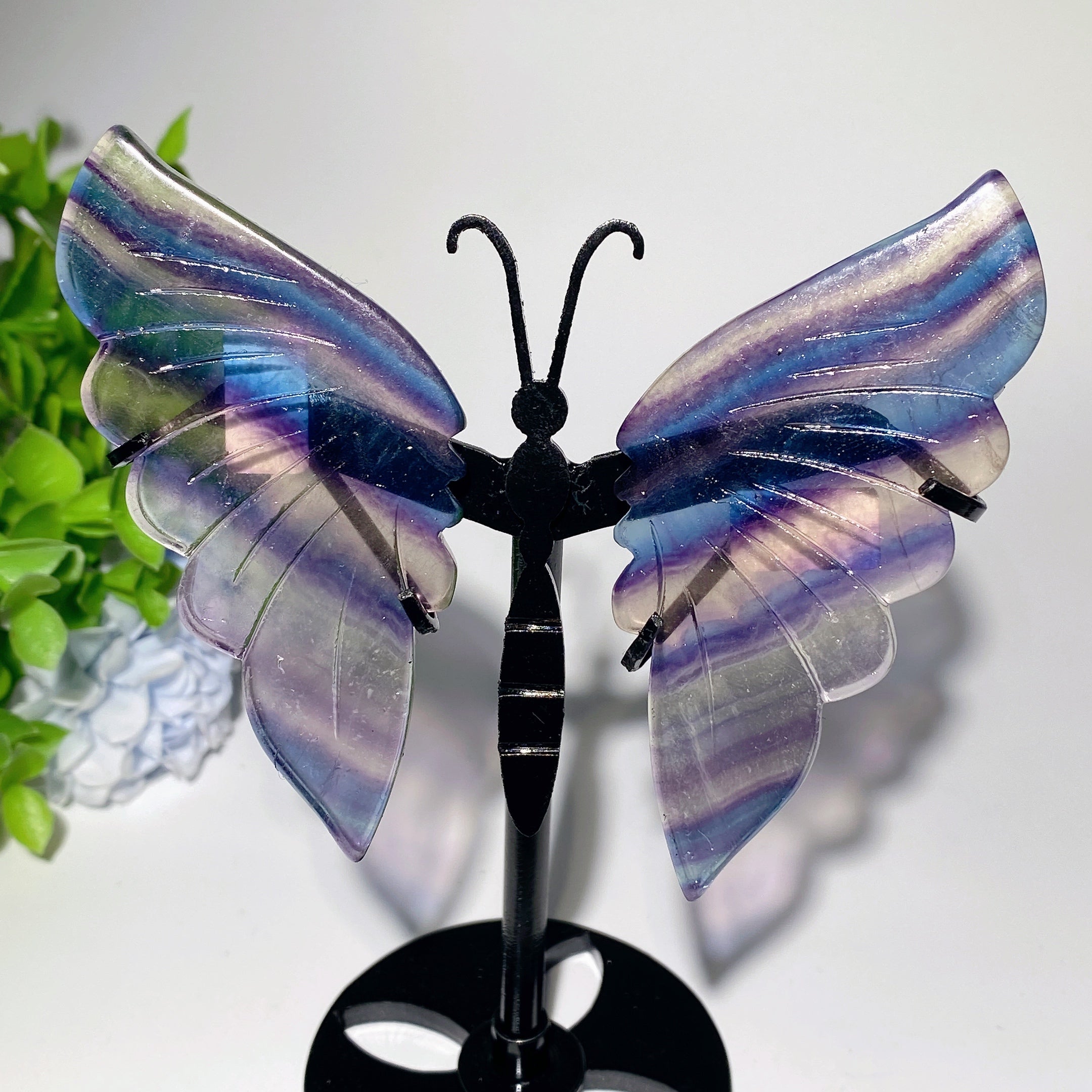 4.0" Purple Fluorite Butterfly Wings Crystal Figurine