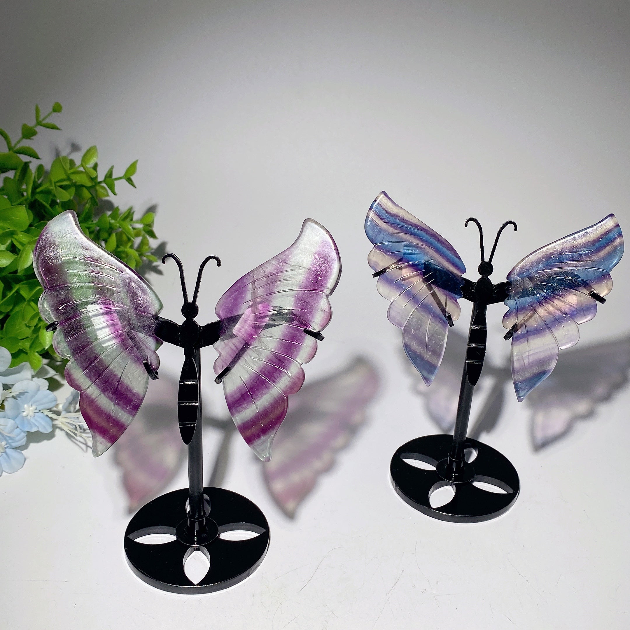4.0" Purple Fluorite Butterfly Wings Crystal Figurine