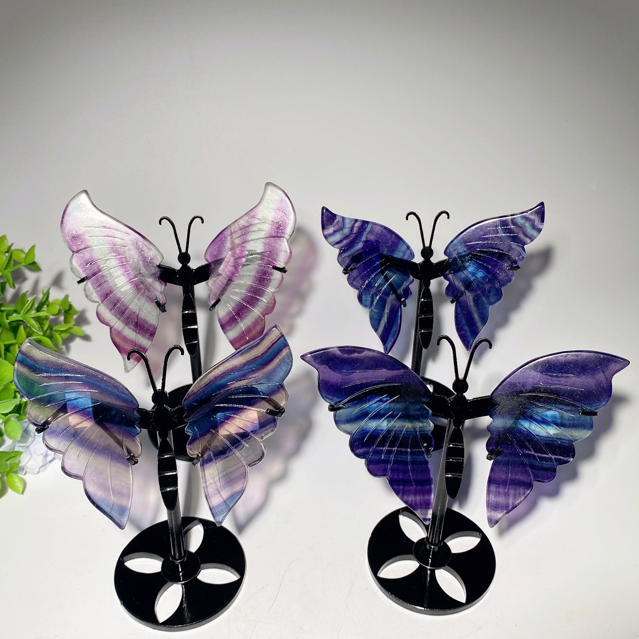 4.0" Purple Fluorite Butterfly Wings Crystal Figurine