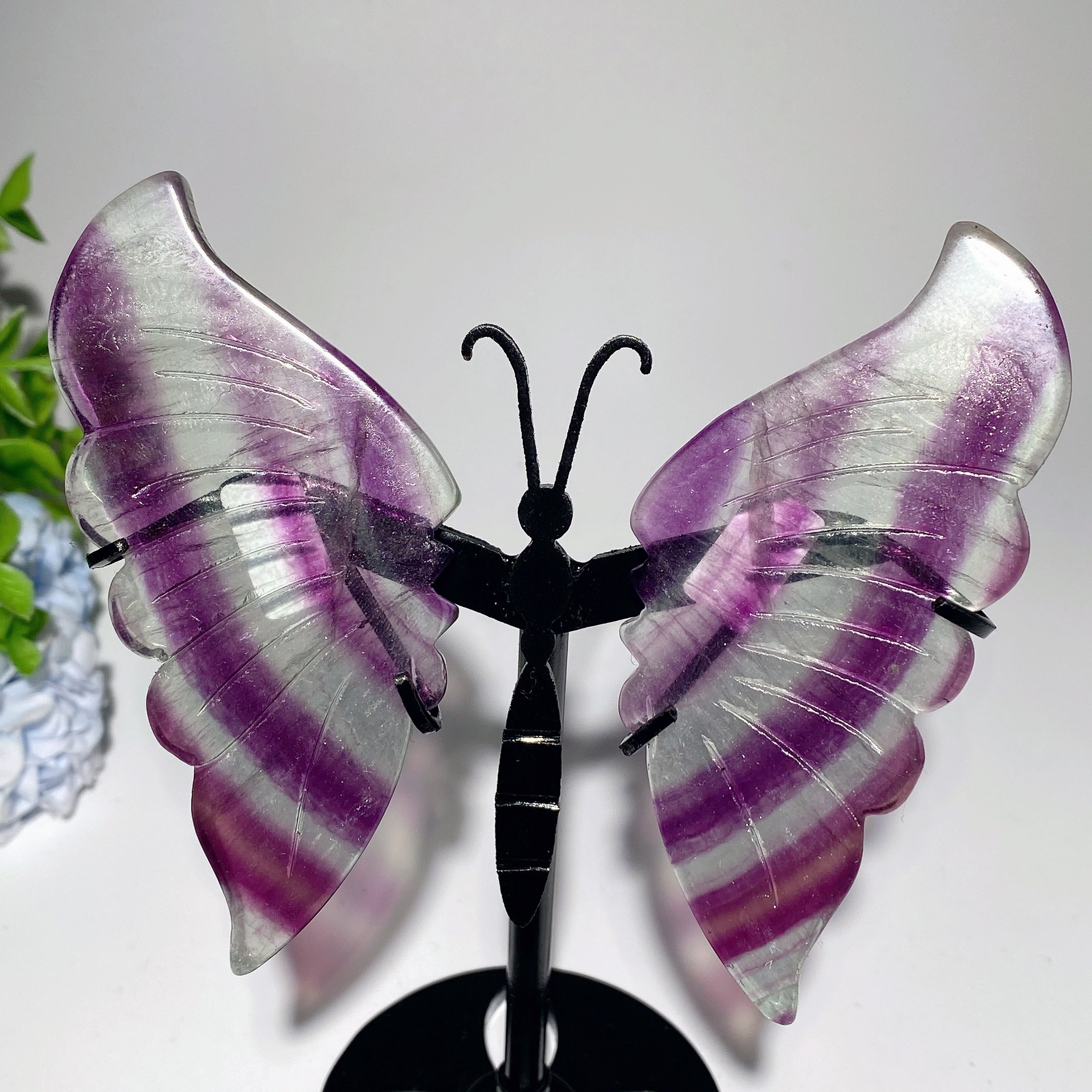 4.0" Purple Fluorite Butterfly Wings Crystal Figurine