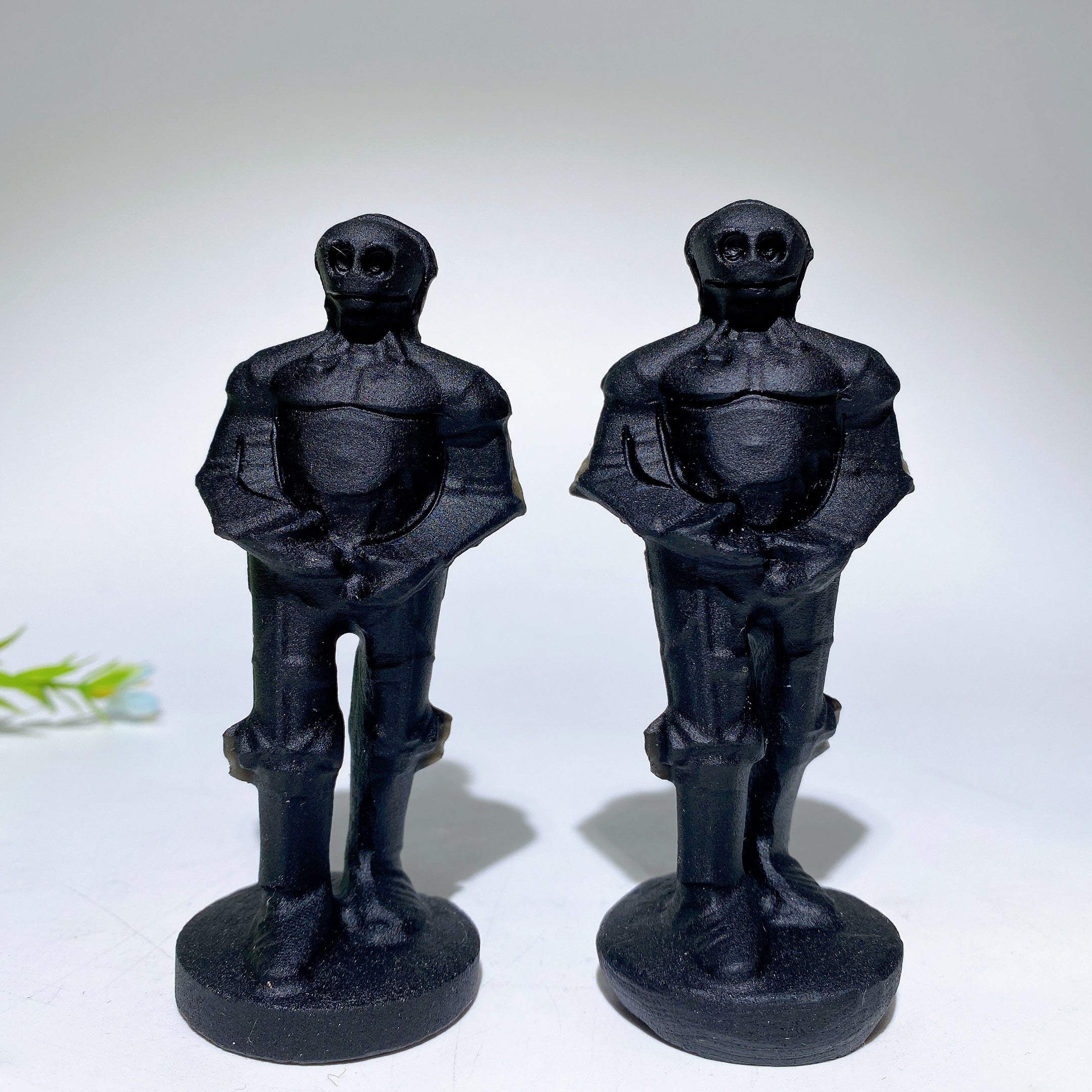 4.0in Black Obsidian Skeleton Crystal Figurine