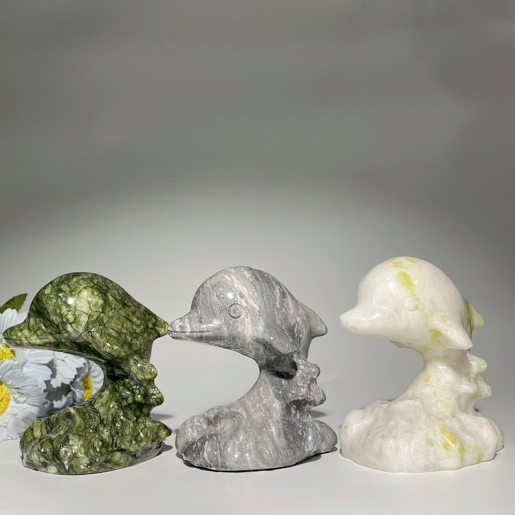 4.1 inch Jade Dolphin Crystal Carving for Healing & Balance