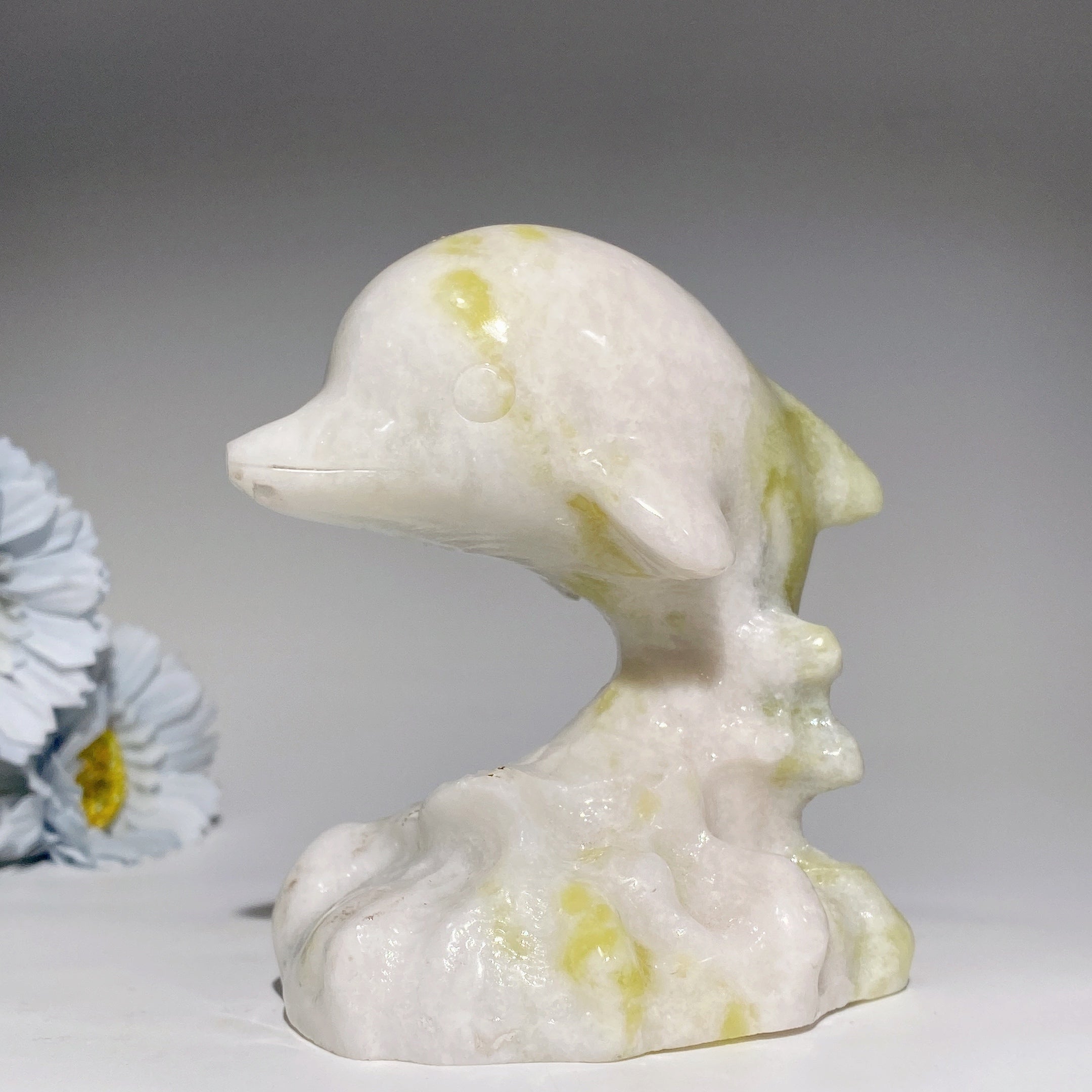 4.1 inch Jade Dolphin Crystal Carving for Healing & Balance