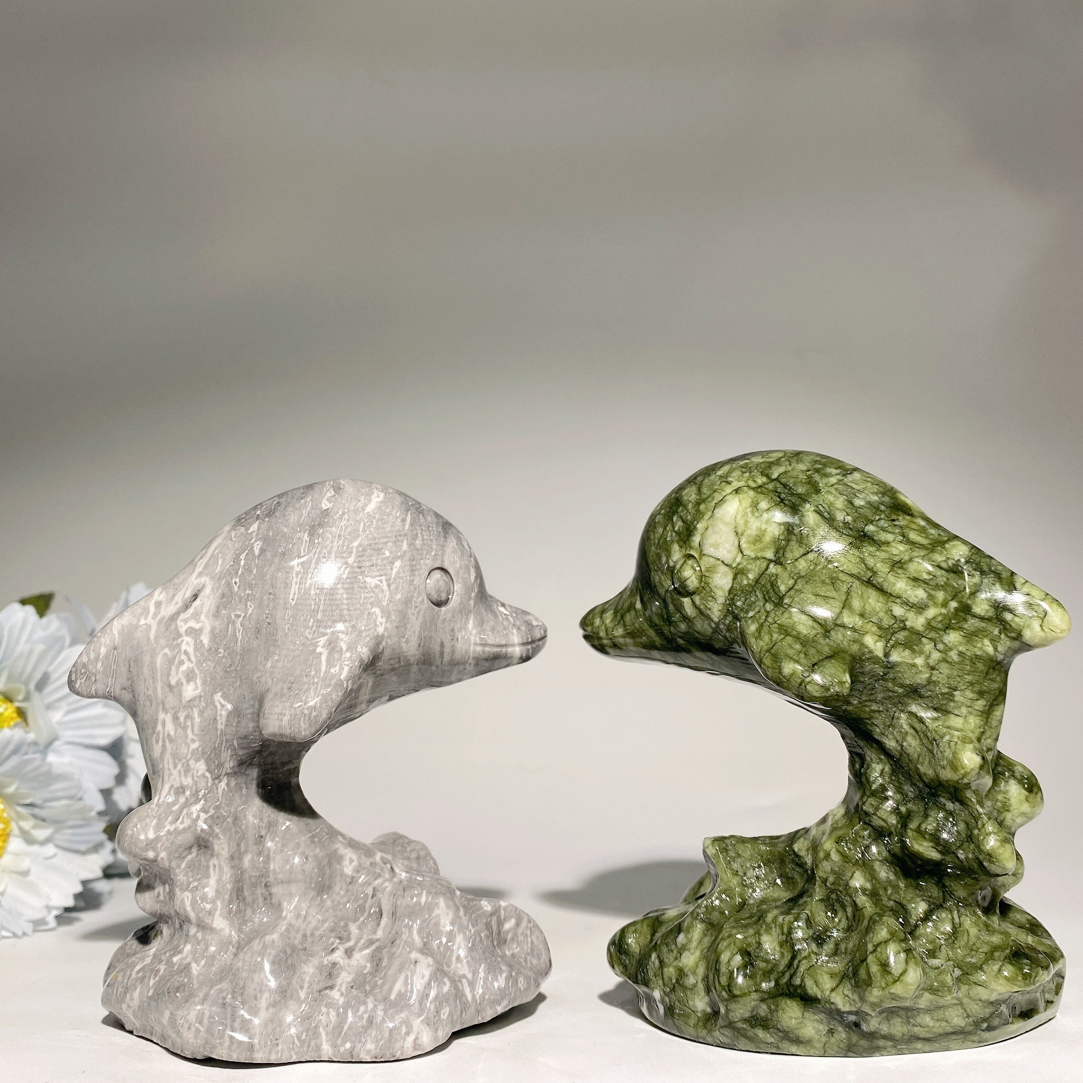 4.1 inch Jade Dolphin Crystal Carving for Healing & Balance