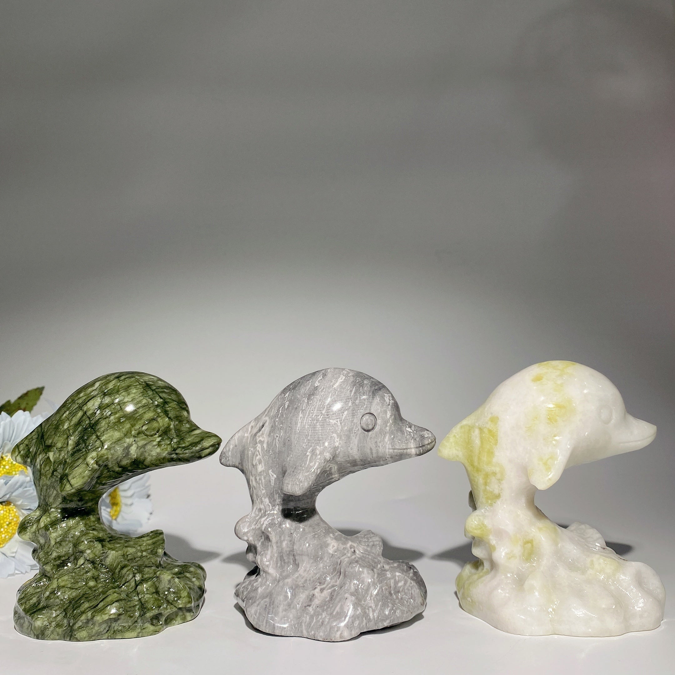 4.1 inch Jade Dolphin Crystal Carving for Healing & Balance