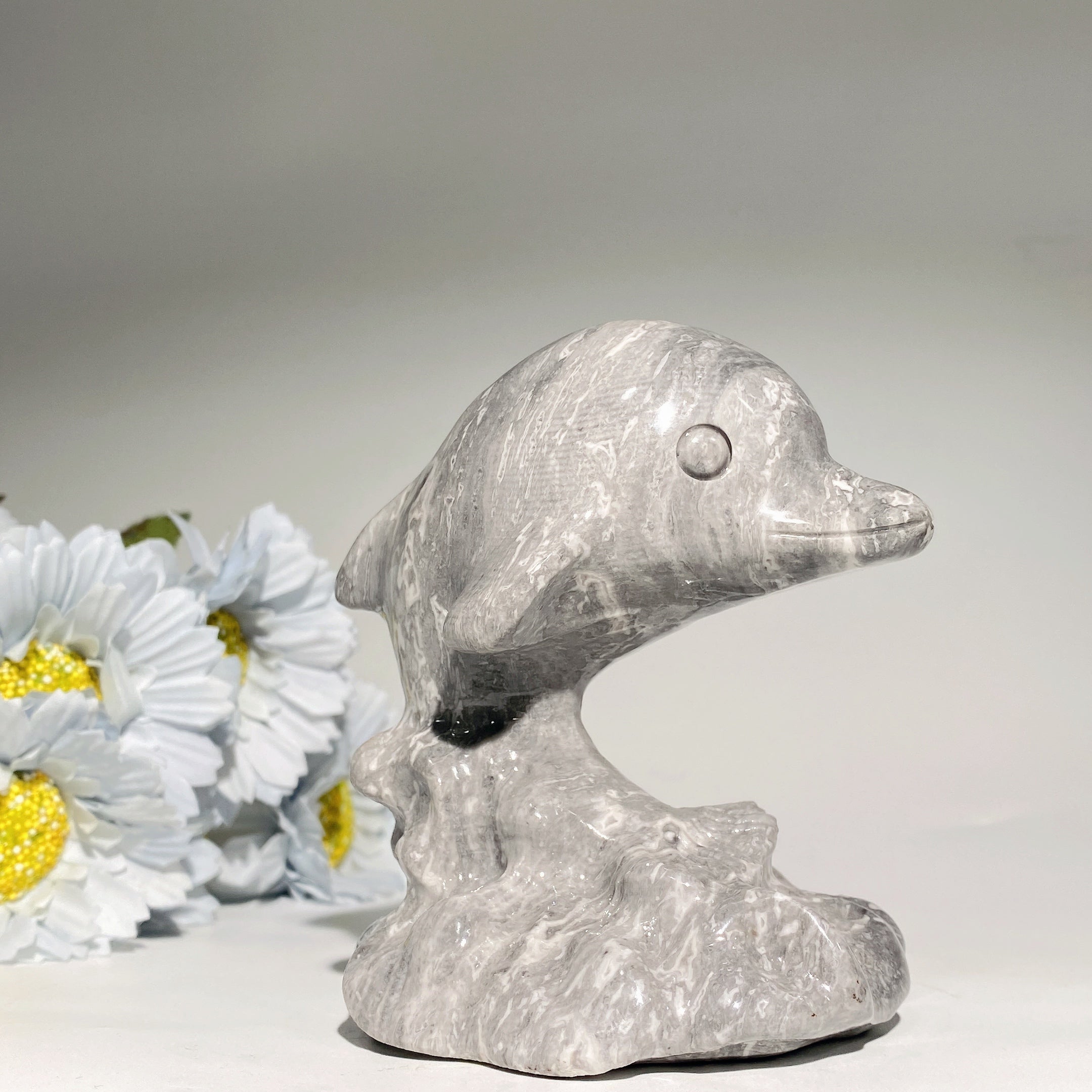 4.1 inch Jade Dolphin Crystal Carving for Healing & Balance