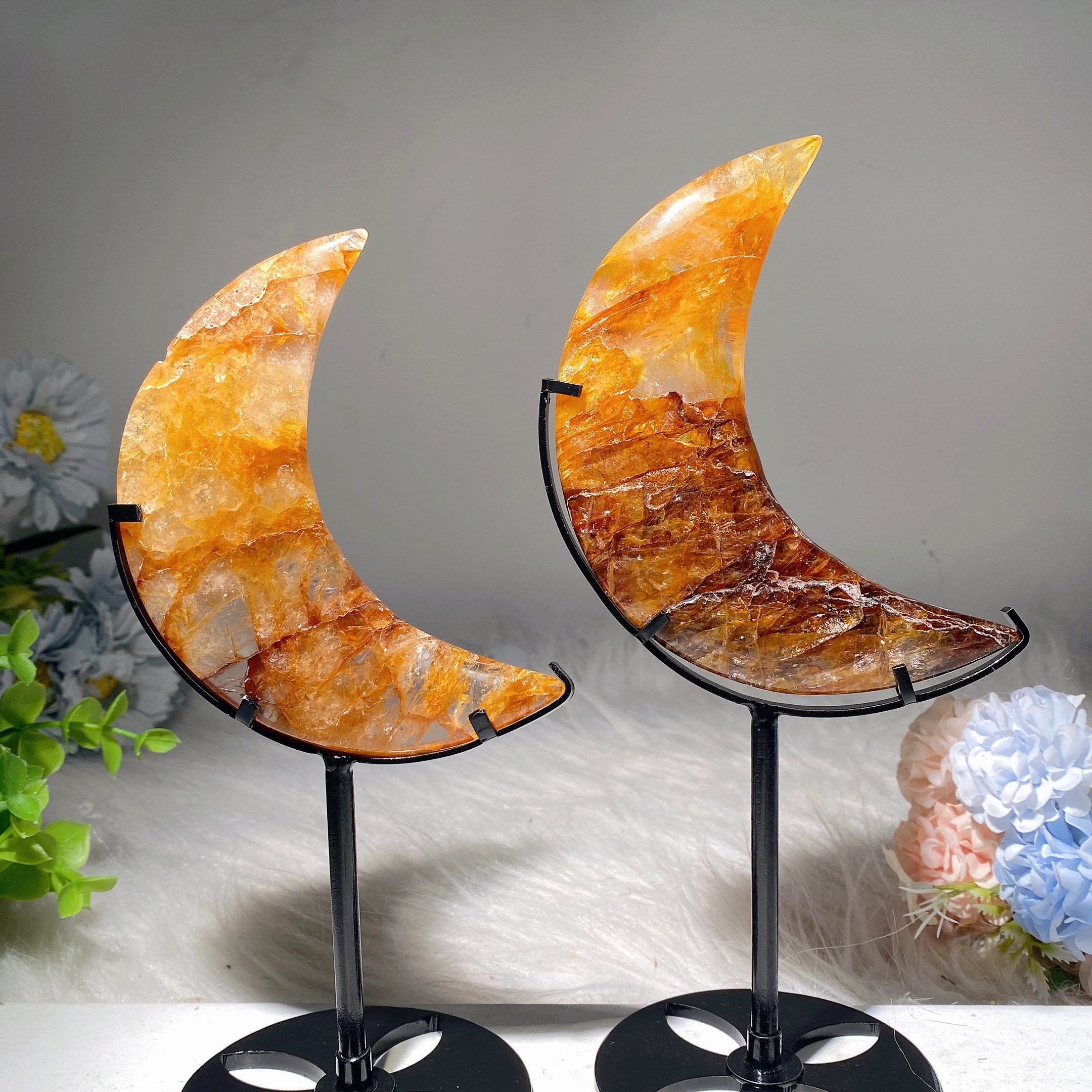 4.2-4.5 inch Golden Healer Moon Crystal Shape with Stand