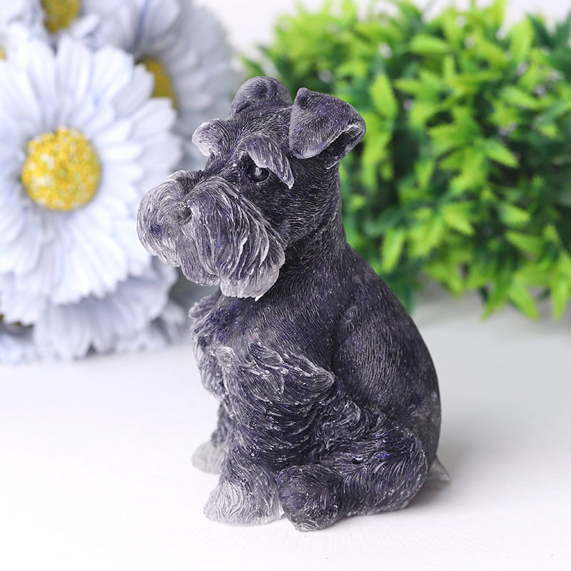 4.2" Crystal Schnauzer Carving with Healing Gemstones