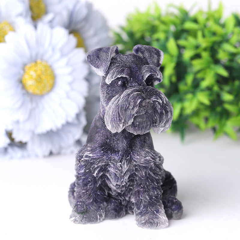 4.2" Crystal Schnauzer Carving with Healing Gemstones