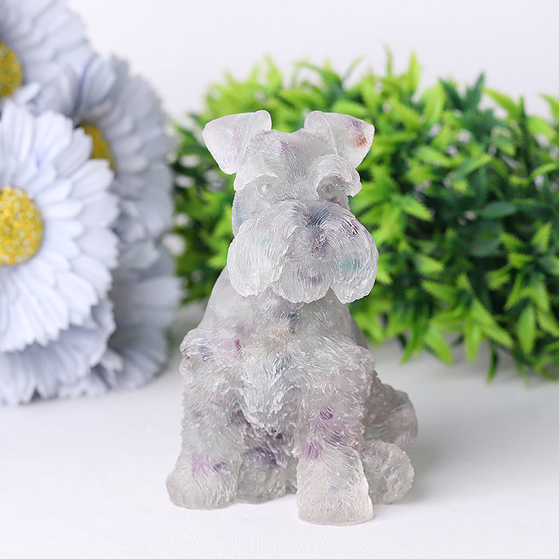 4.2" Crystal Schnauzer Carving with Healing Gemstones