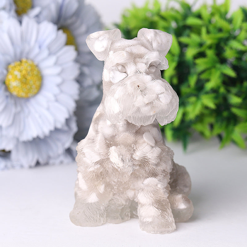 4.2" Crystal Schnauzer Carving with Healing Gemstones