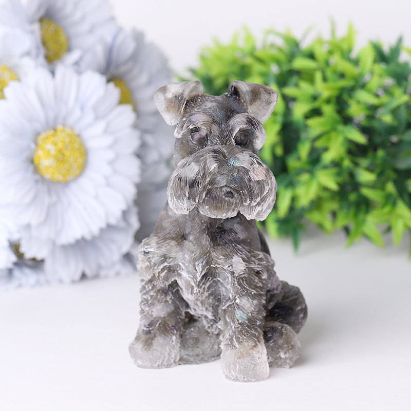 4.2" Crystal Schnauzer Carving with Healing Gemstones