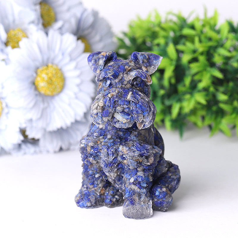 4.2" Crystal Schnauzer Carving with Healing Gemstones