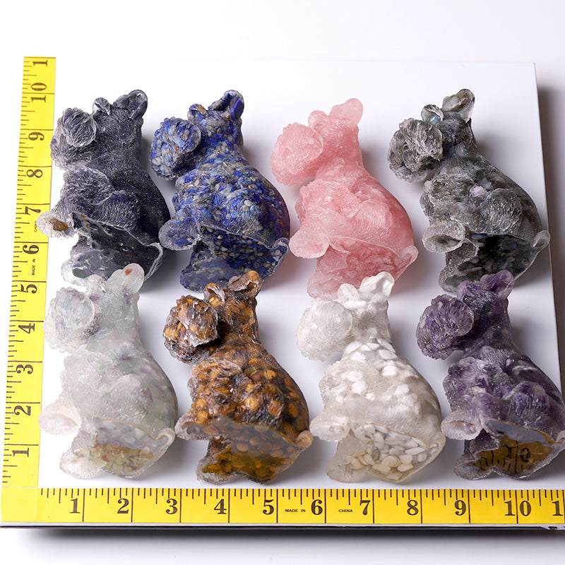 4.2" Crystal Schnauzer Carving with Healing Gemstones