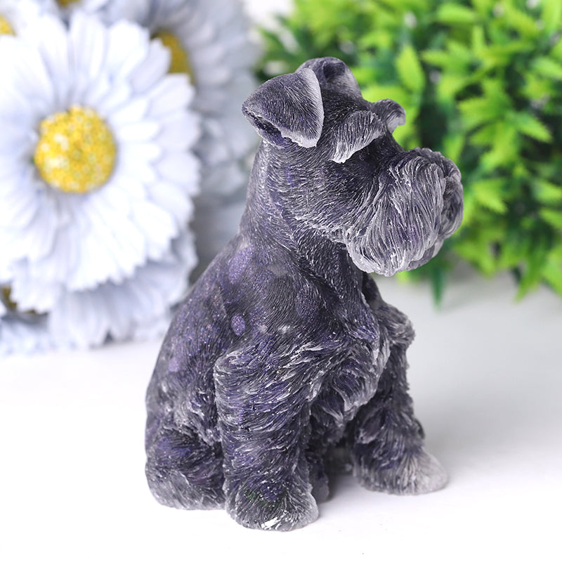 4.2" Crystal Schnauzer Carving with Healing Gemstones