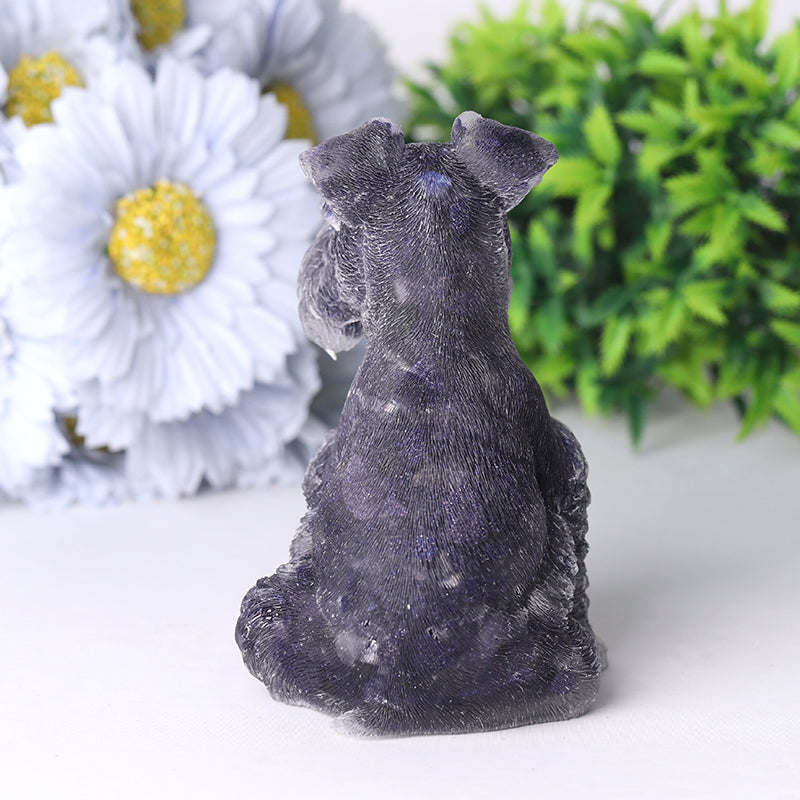 4.2" Crystal Schnauzer Carving with Healing Gemstones