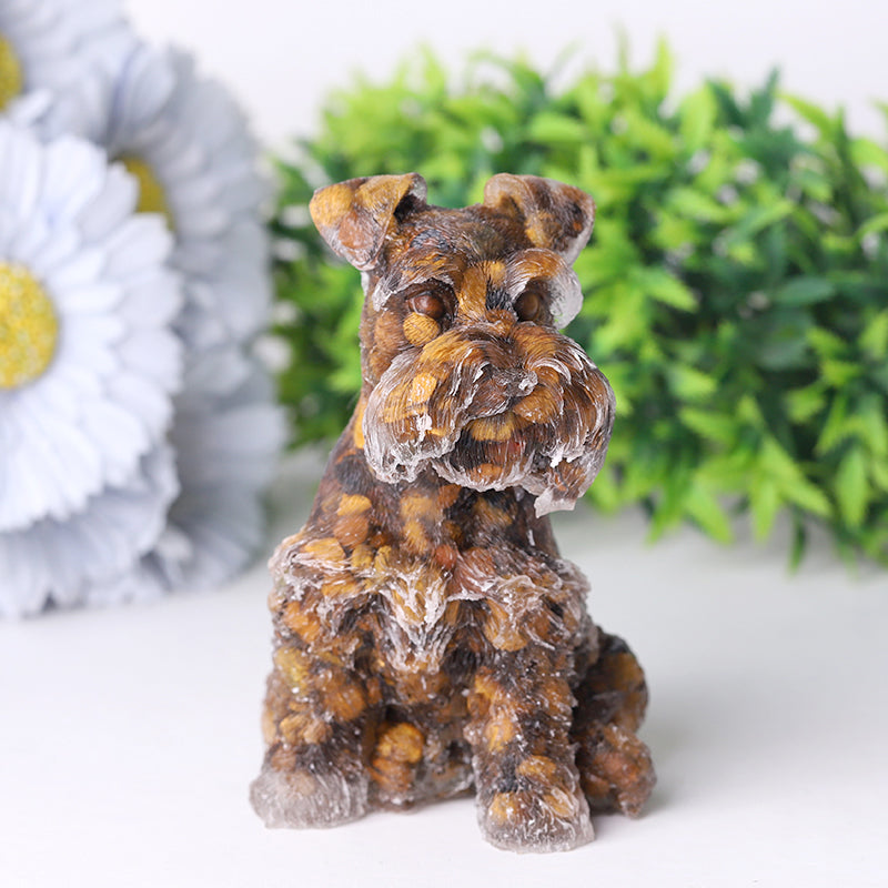 4.2" Crystal Schnauzer Carving with Healing Gemstones