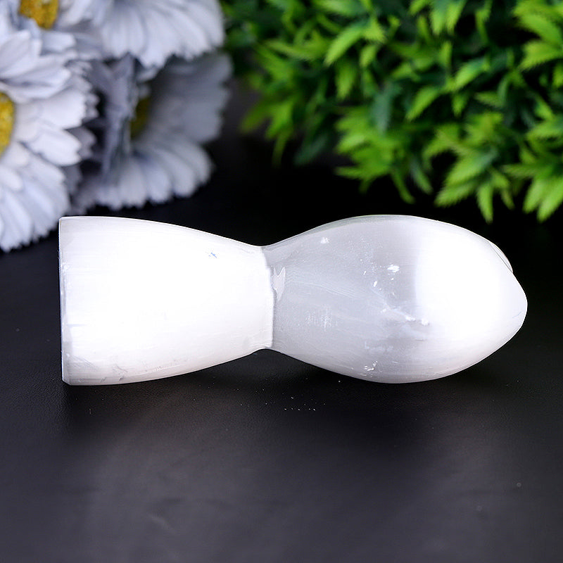 4.2" Healing Selenite Heart Shaped Crystal Tower