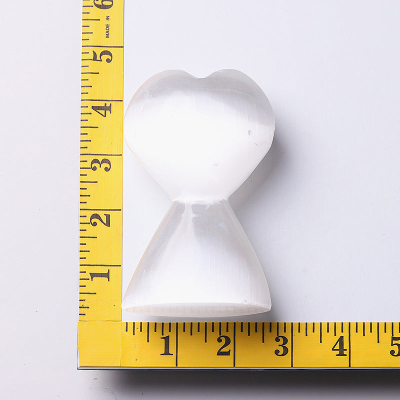 4.2" Healing Selenite Heart Shaped Crystal Tower