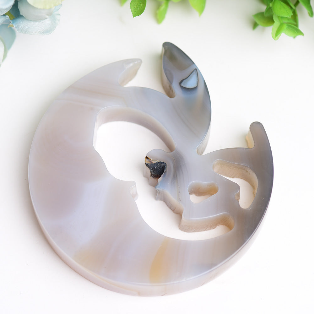 4.2 Inch Agate Moon Fairy Crystal Figurine Carving
