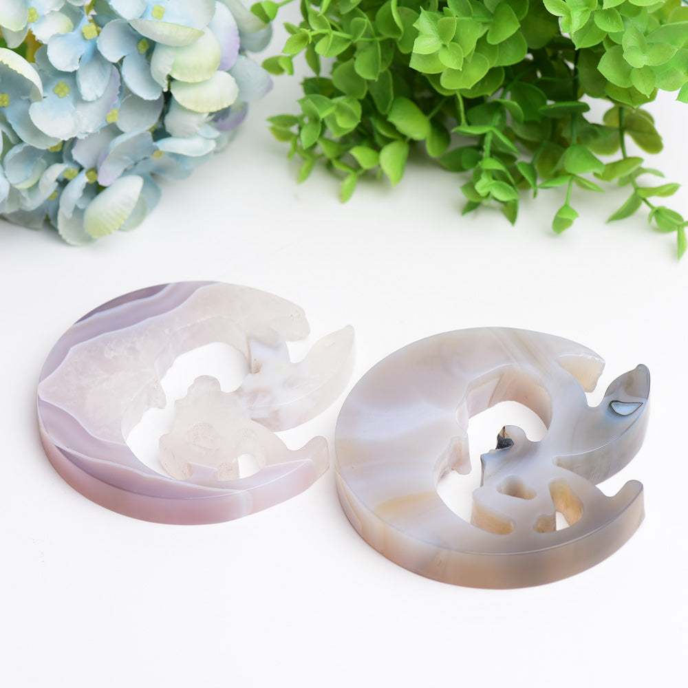 4.2 Inch Agate Moon Fairy Crystal Figurine Carving