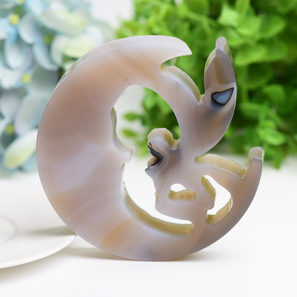 4.2 Inch Agate Moon Fairy Crystal Figurine Carving