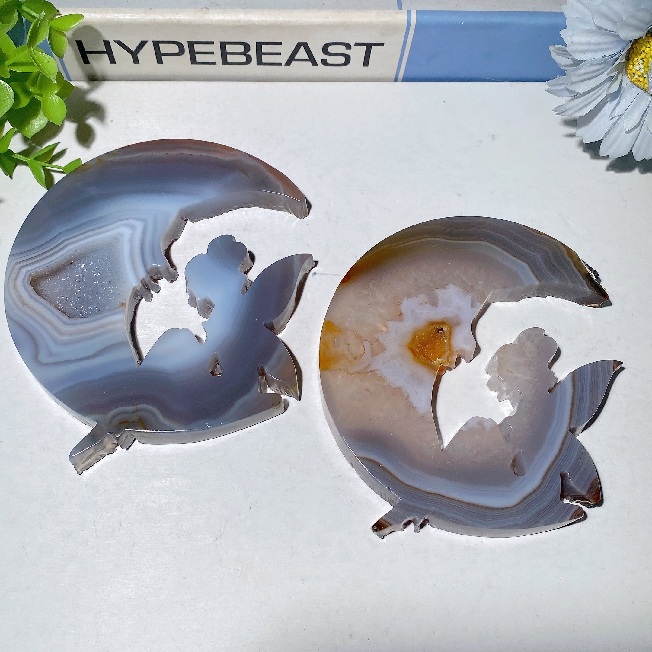 4.2 inch Druzy Agate Moon Fairy Crystal Figurine