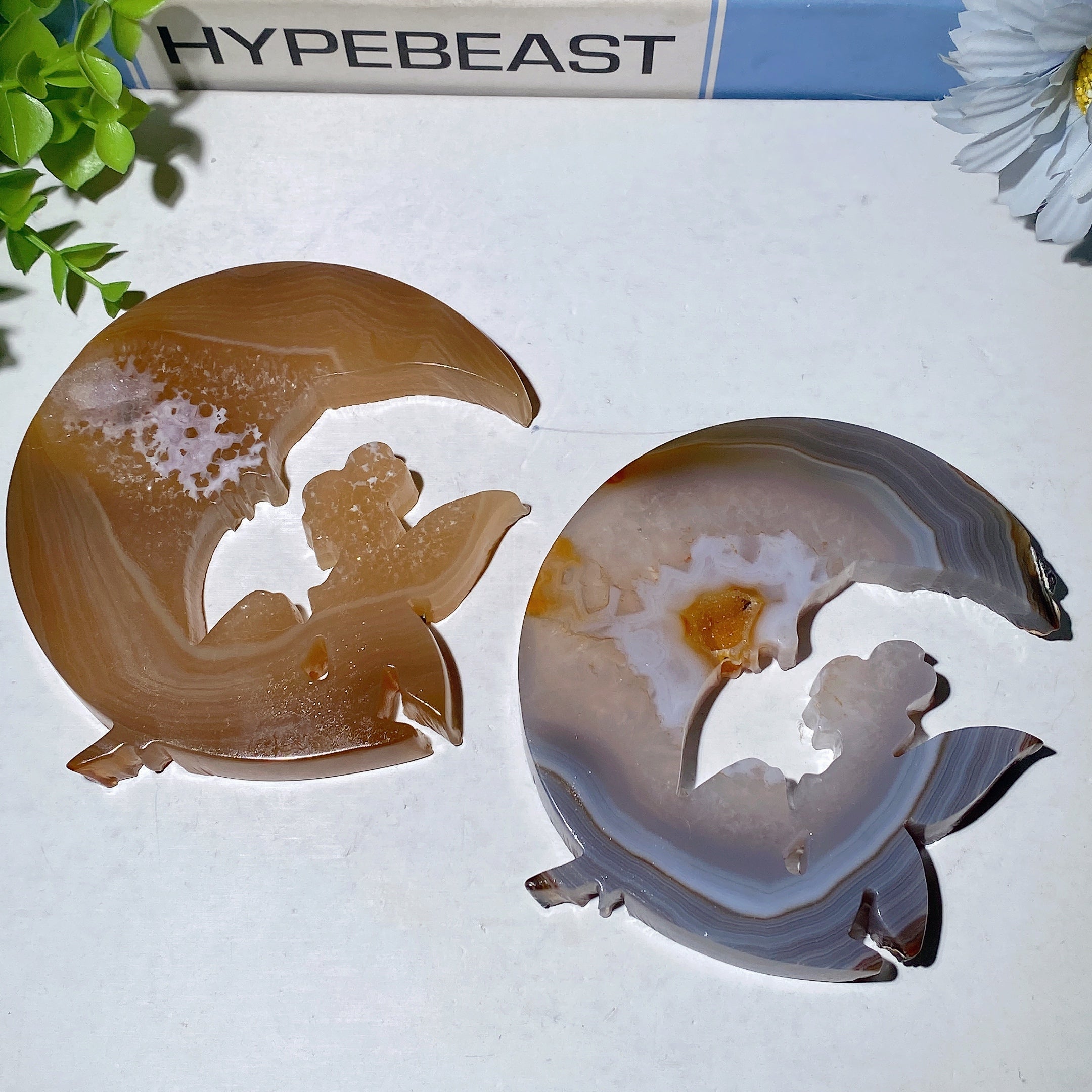 4.2 inch Druzy Agate Moon Fairy Crystal Figurine