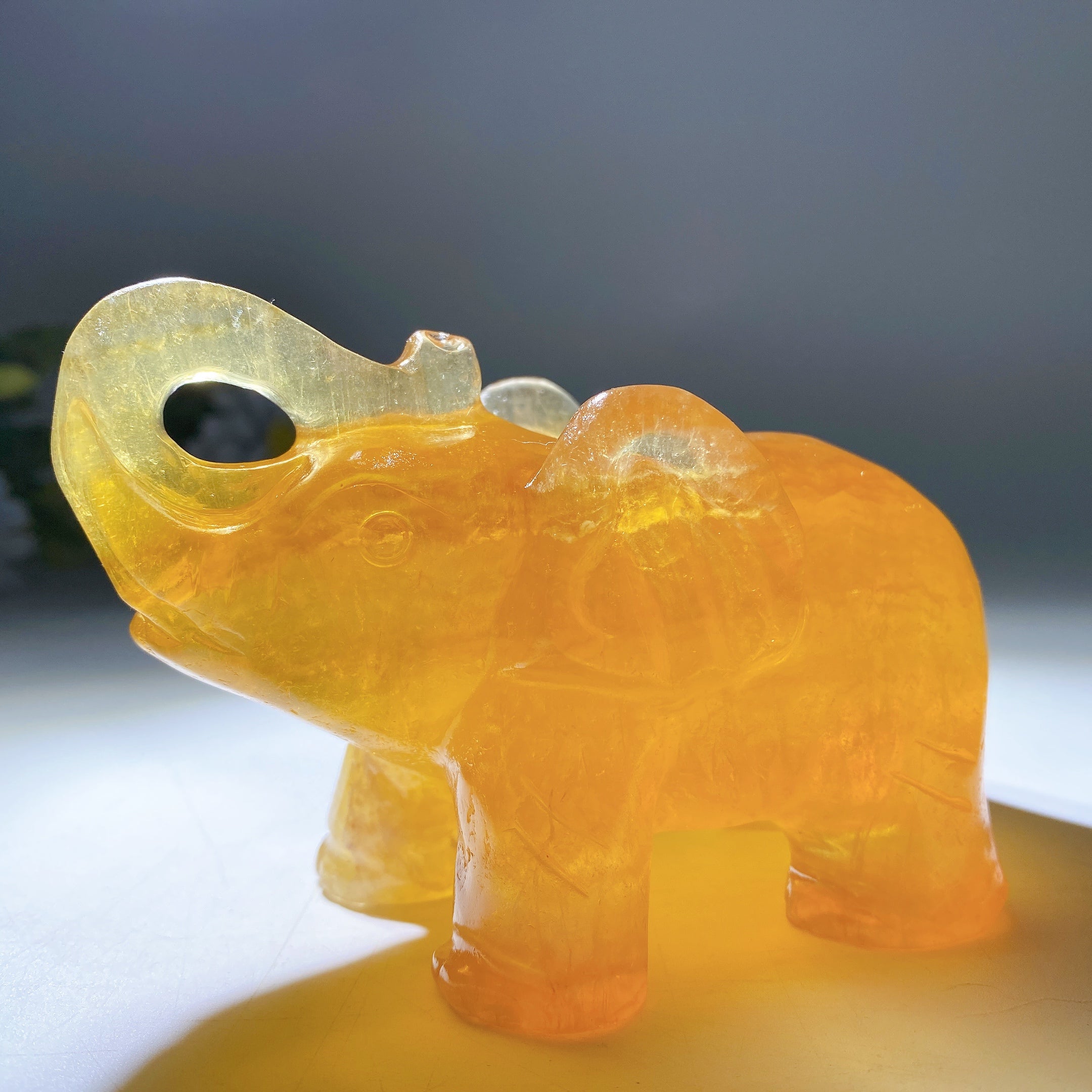 4.2-inch Fluorite Crystal Elephant Carving for Healing