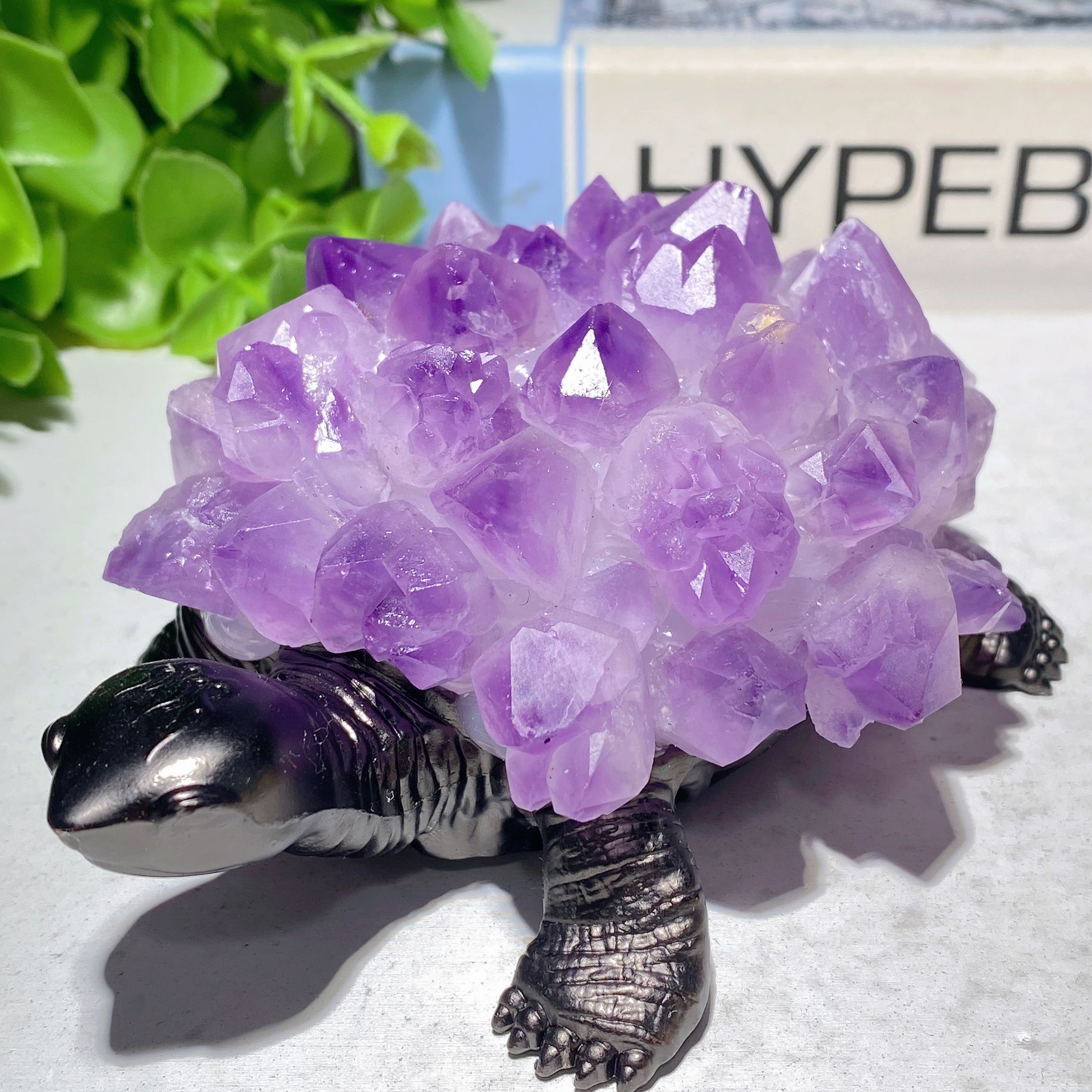 4.3 inch Amethyst Crystal Turtle Figurine for Prosperity