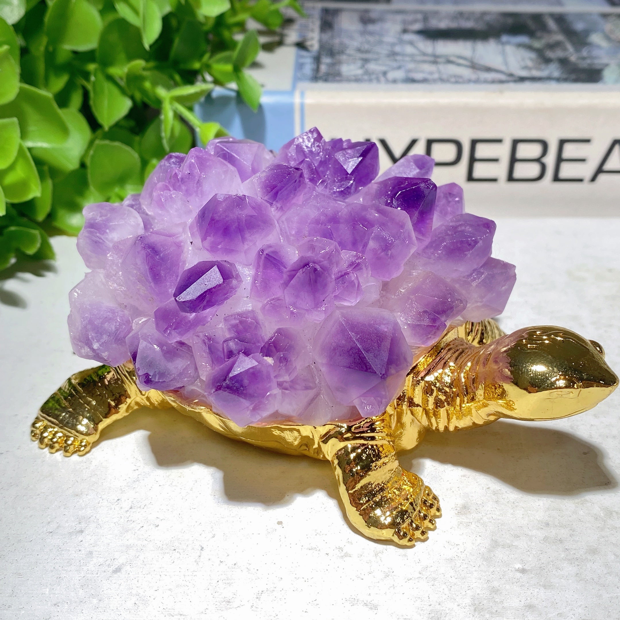 4.3 inch Amethyst Crystal Turtle Figurine for Prosperity