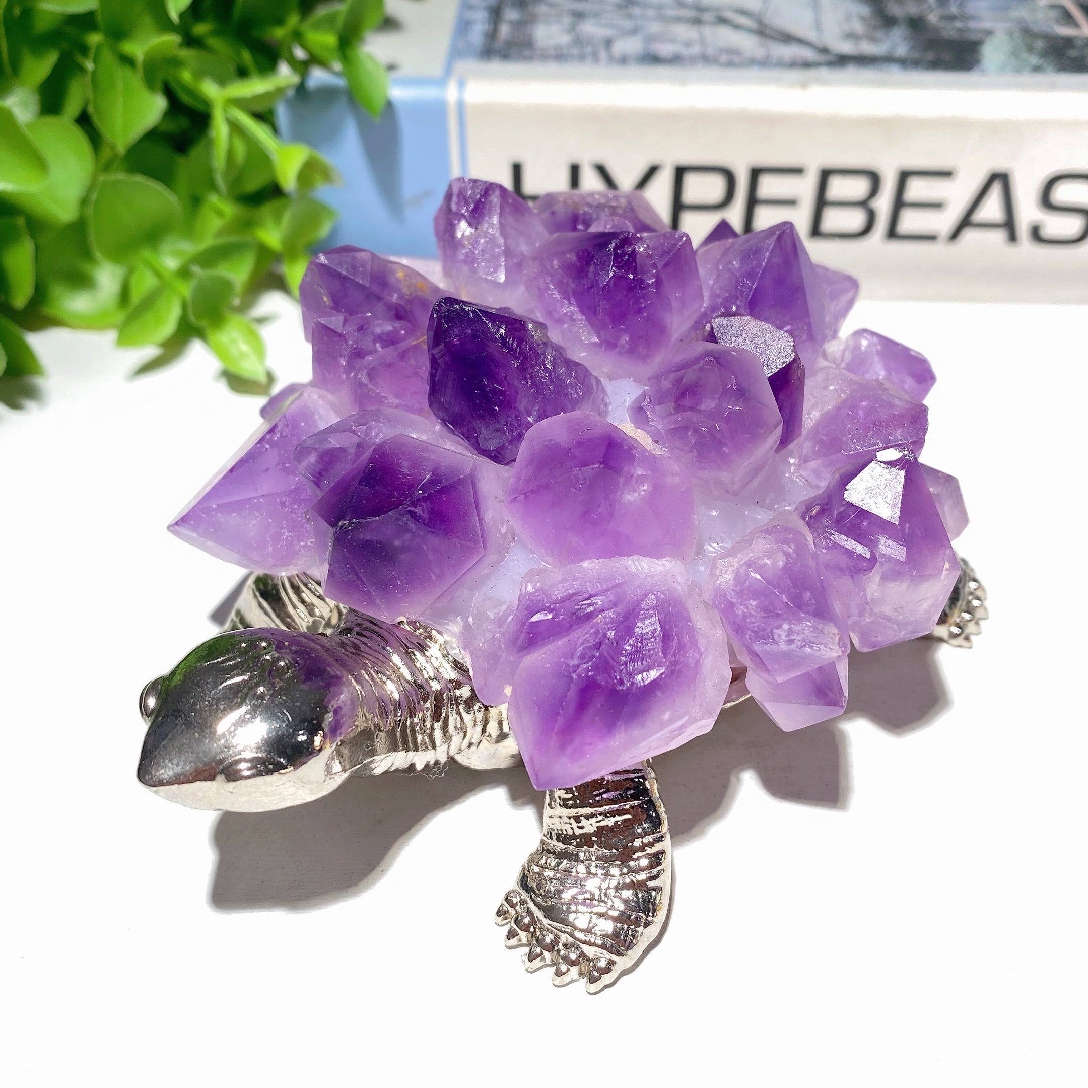 4.3 inch Amethyst Crystal Turtle Figurine for Prosperity