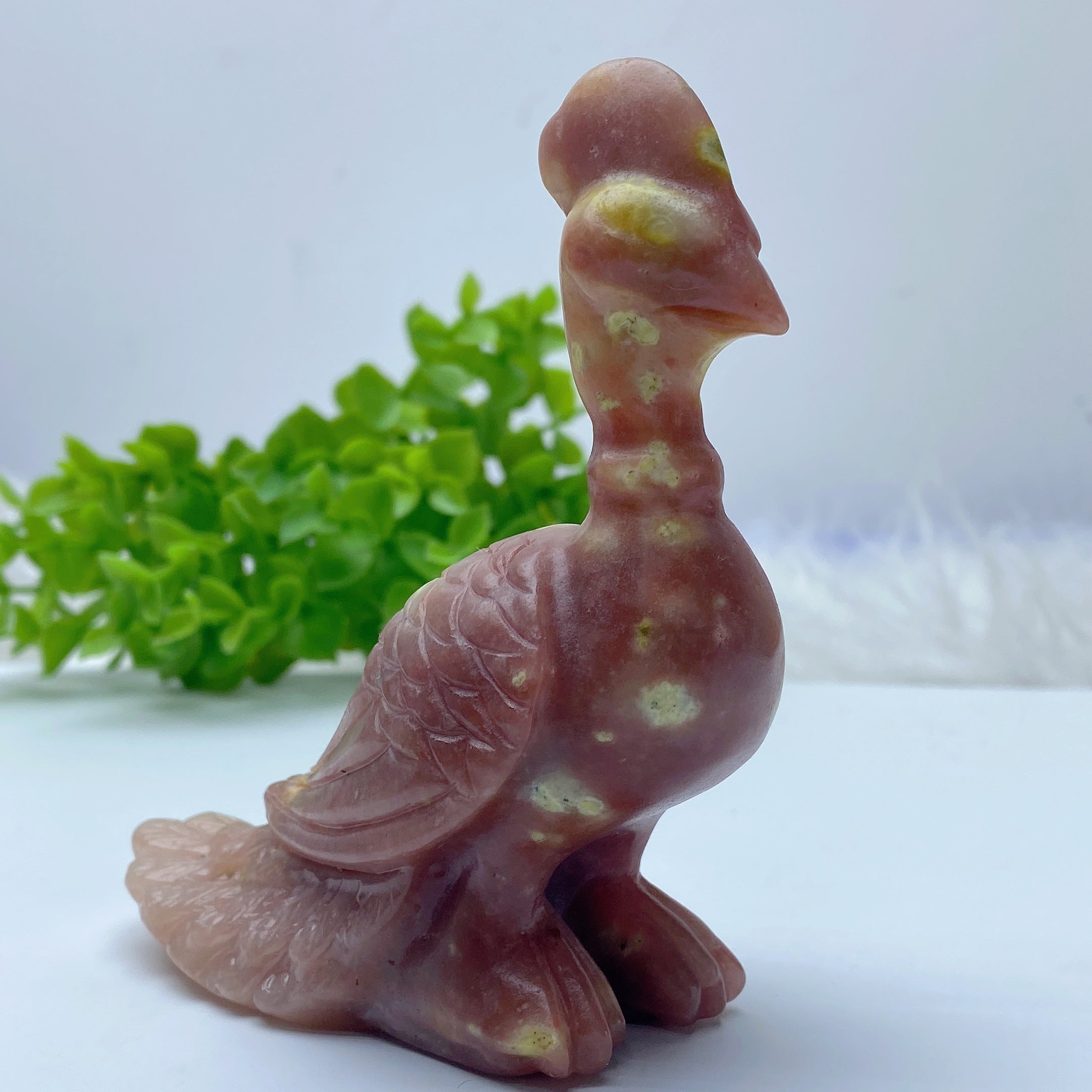 4.3-inch Jade Peacock Figurine for Spiritual Meditation