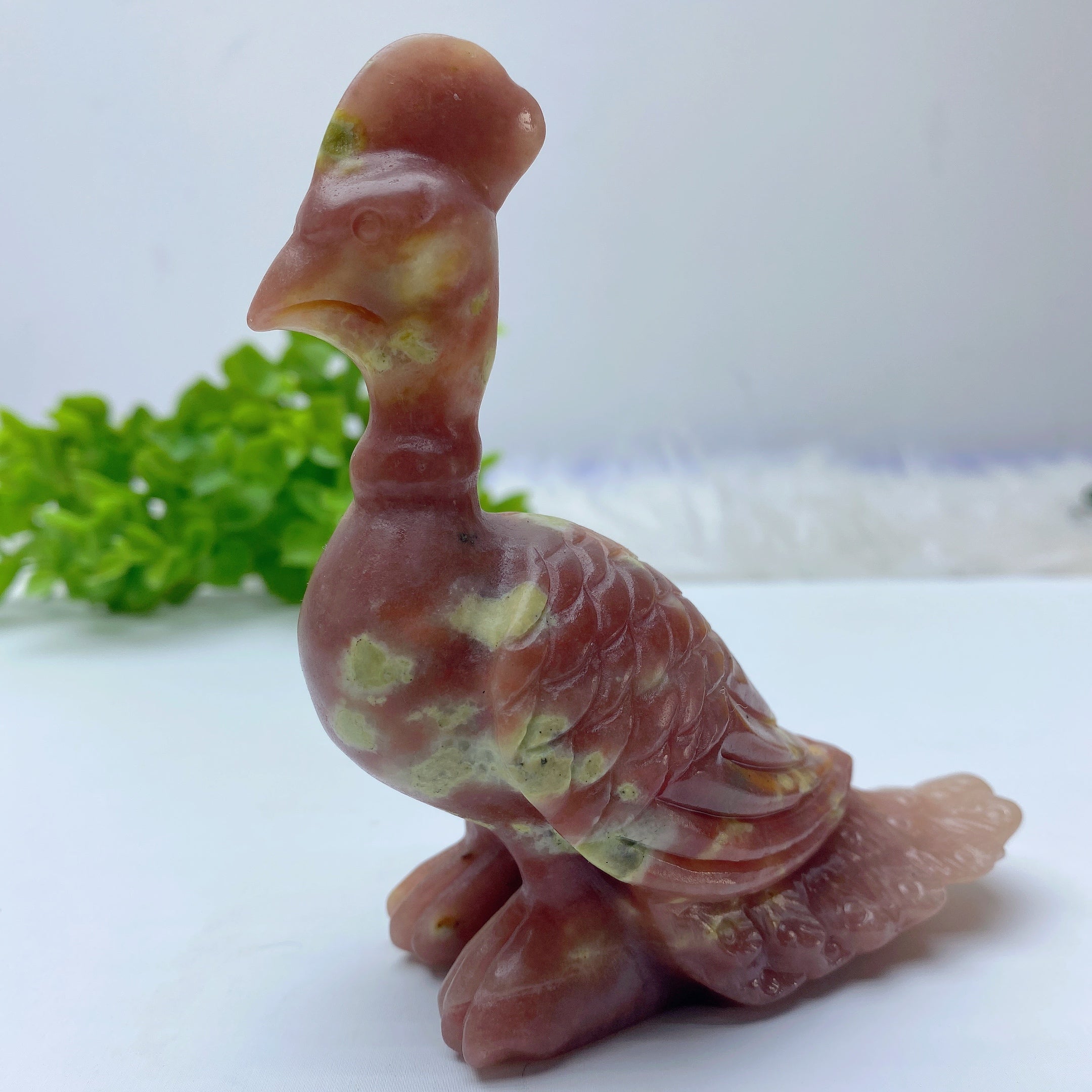 4.3-inch Jade Peacock Figurine for Spiritual Meditation