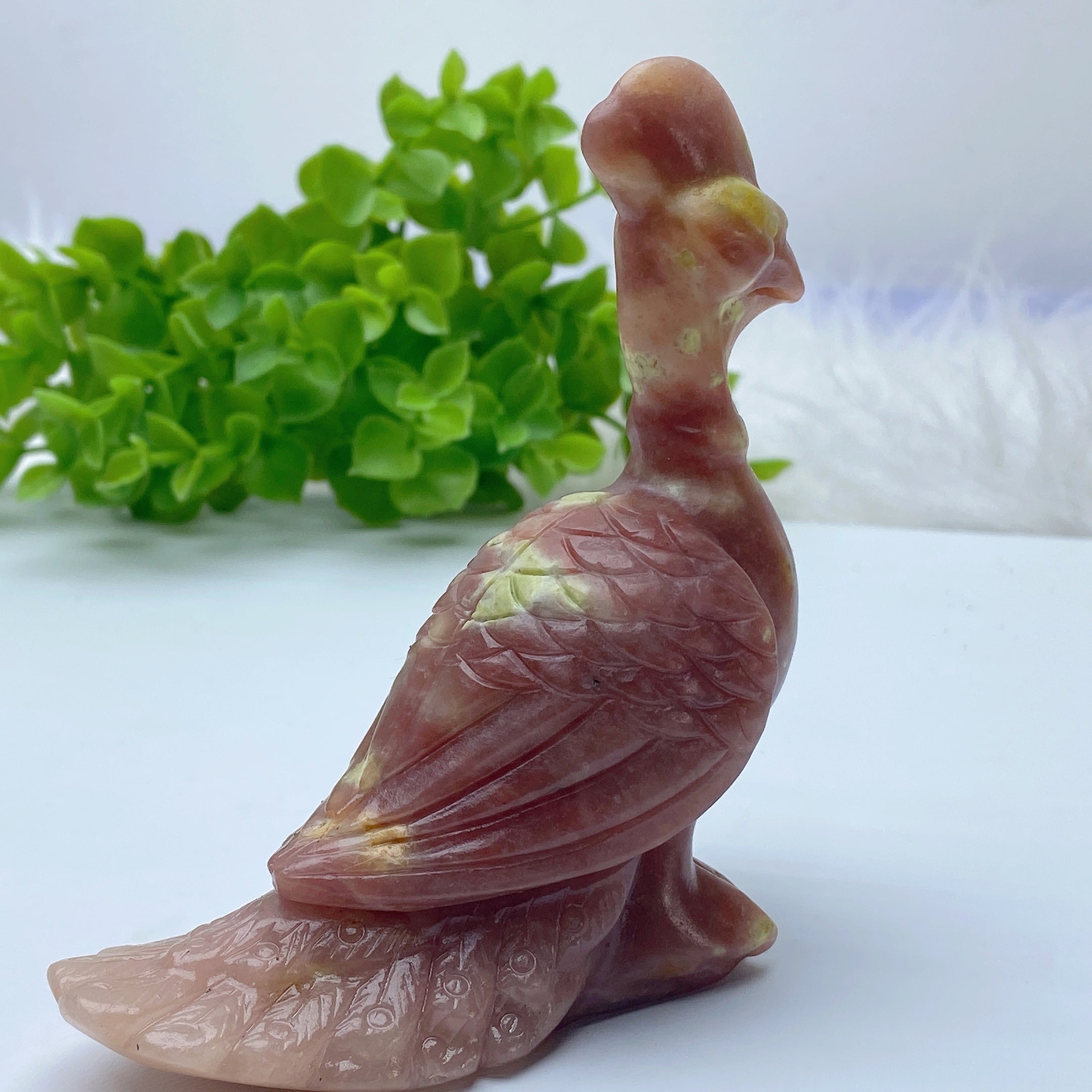 4.3-inch Jade Peacock Figurine for Spiritual Meditation
