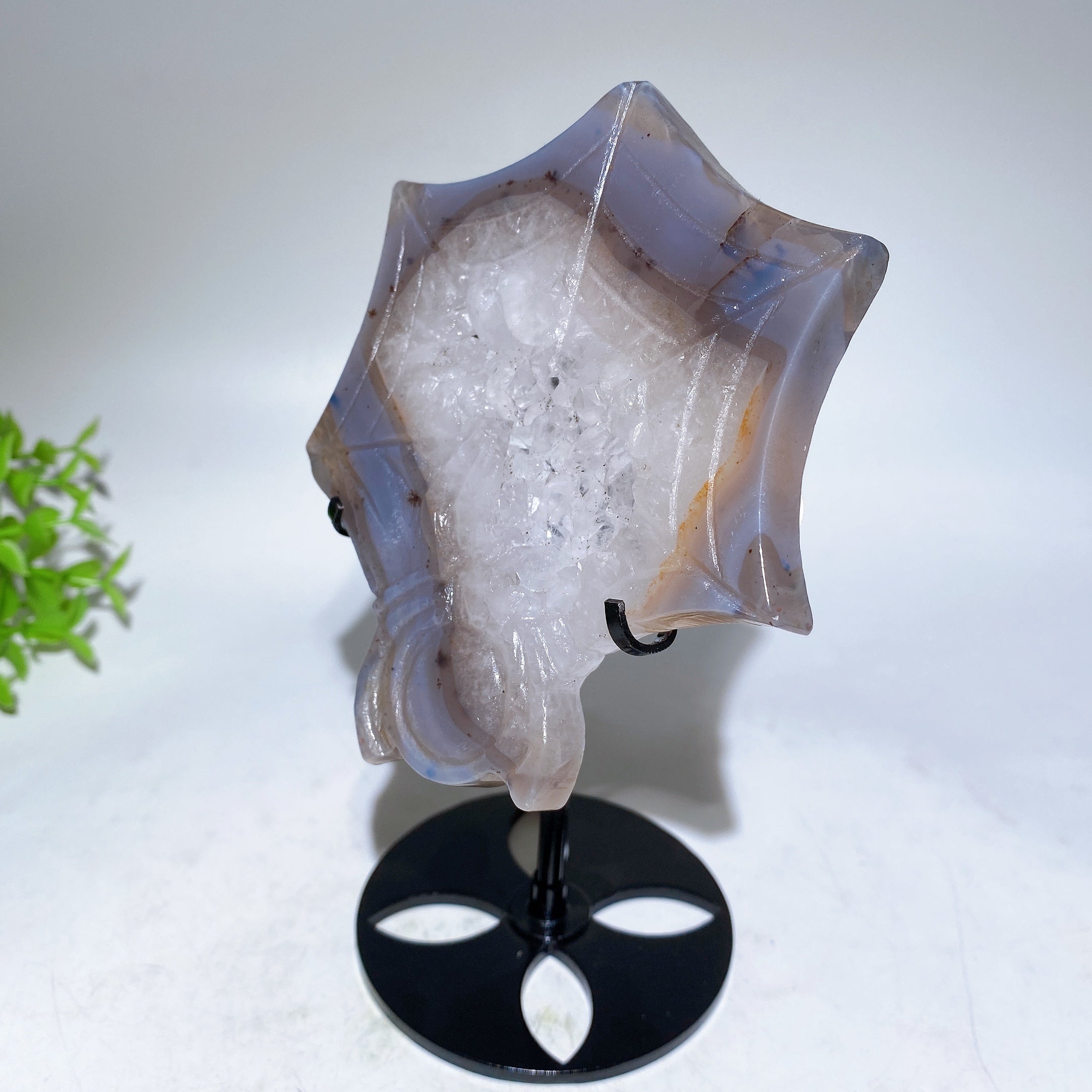 4.4 Inch Druzy Agate Spider Web Crystal Carving with Stand