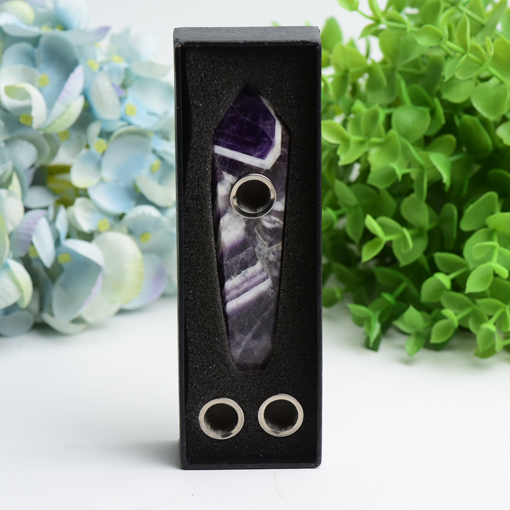 4.4in Amethyst Crystal Healing Smoking Pipe with Filter