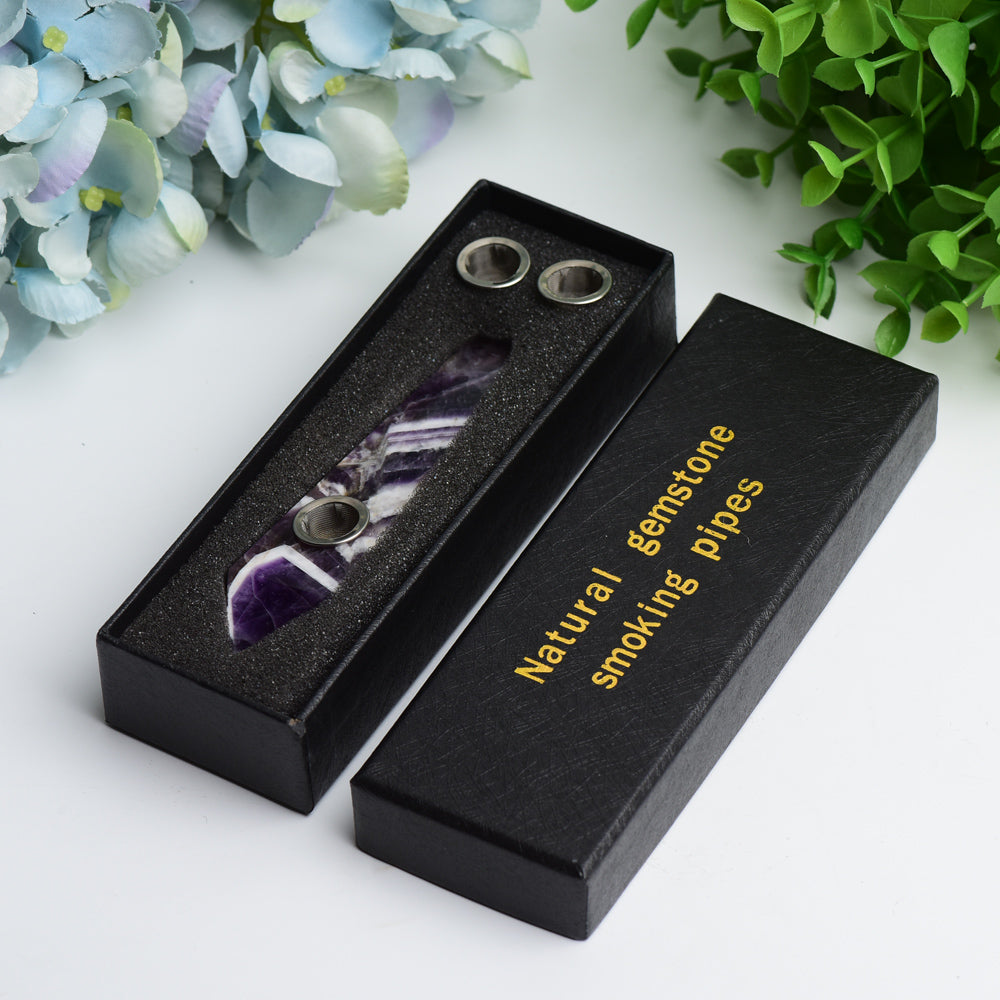 4.4in Amethyst Crystal Healing Smoking Pipe with Filter