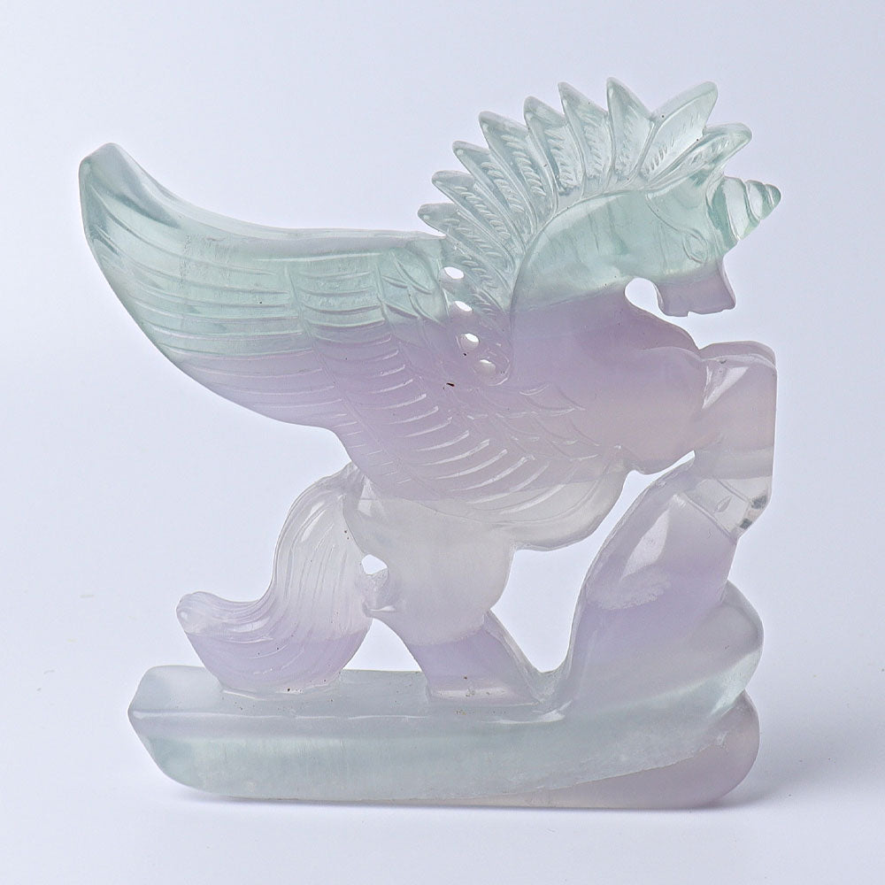 4.5" Fluorite Unicorn Crystal Animal Carving 4 Inches