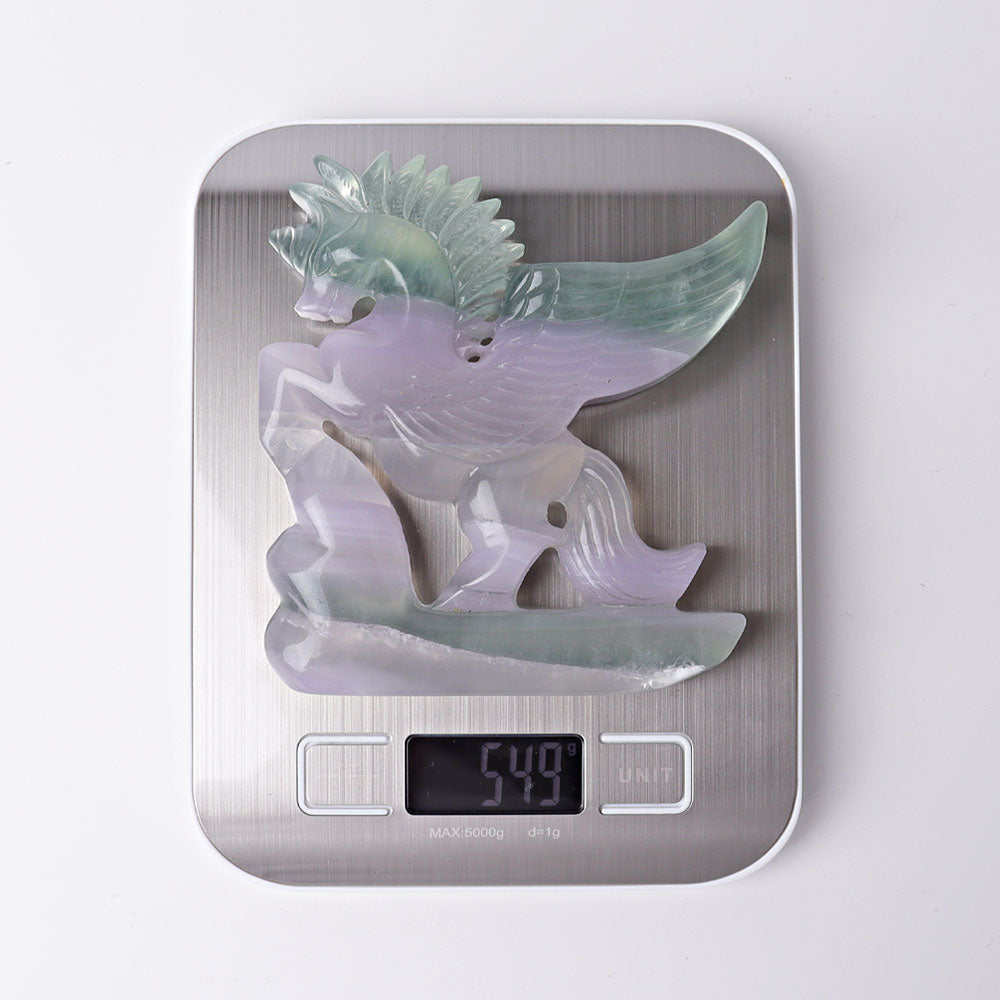 4.5" Fluorite Unicorn Crystal Animal Carving 4 Inches