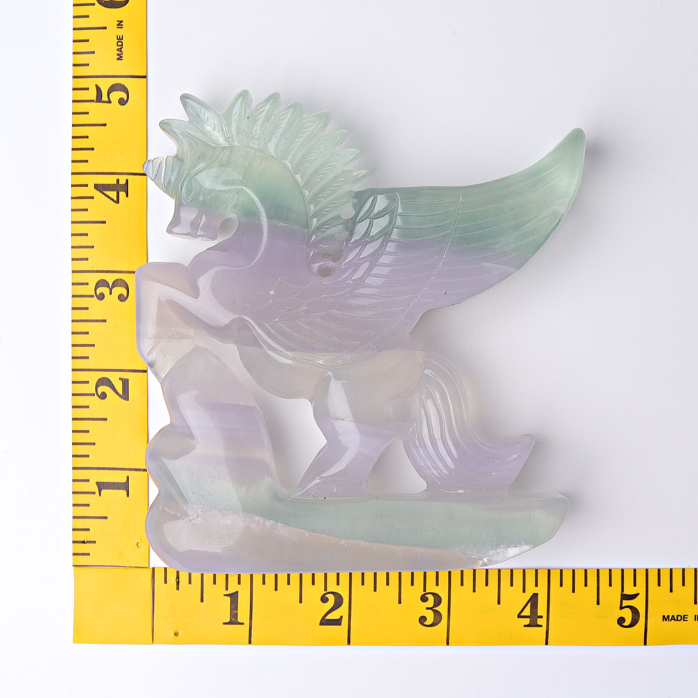 4.5" Fluorite Unicorn Crystal Animal Carving 4 Inches