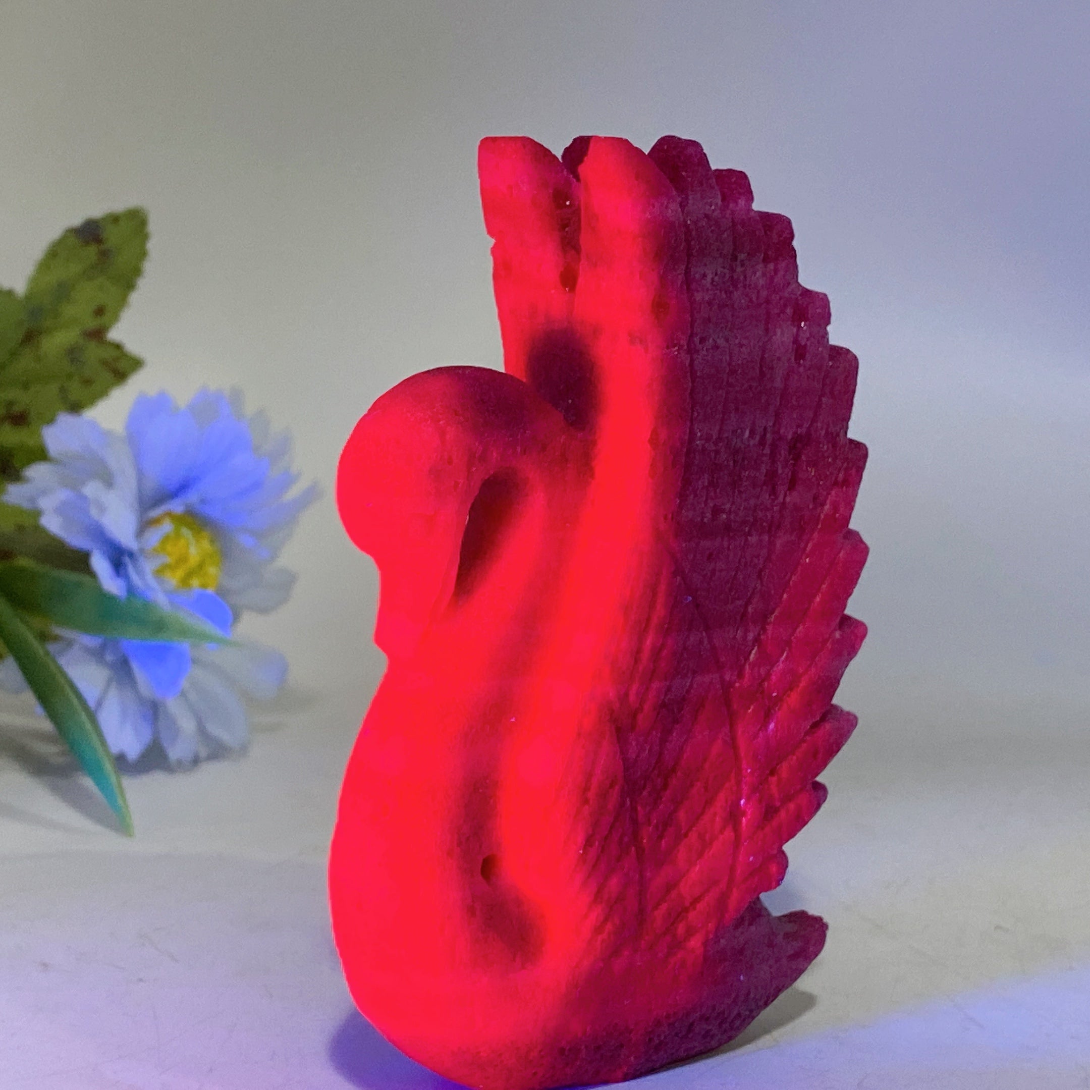 4.5" Green Strawberry Quartz Swan Figurine for Healing